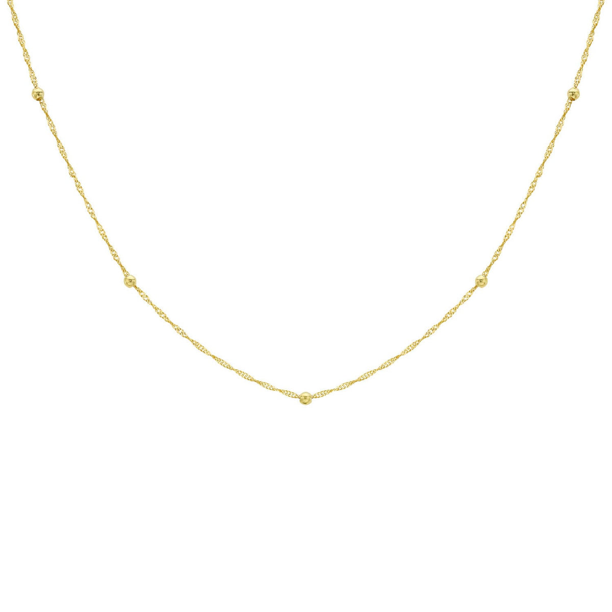 9ct Yellow Gold Solid Ball Twist Necklace 45cm