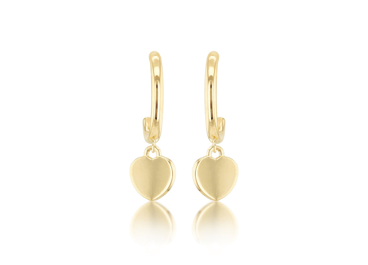 9ct Yellow Gold Heart Drop Earring