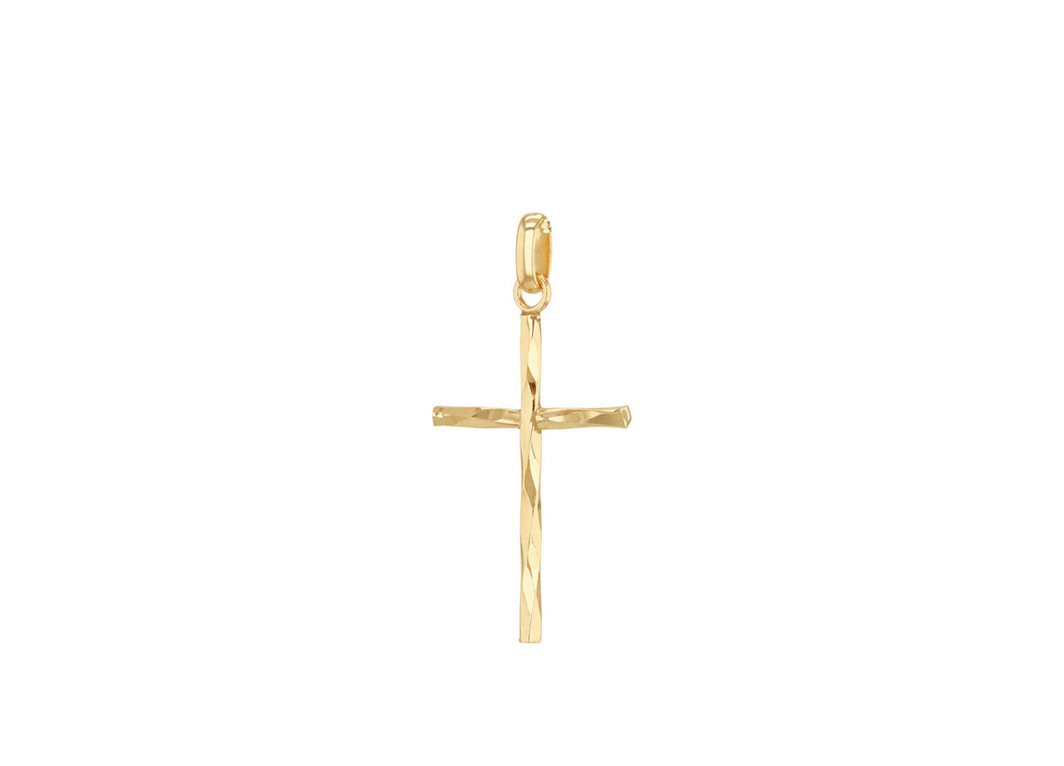 9ct Yellow Gold Diamond Cut Cross Pendant