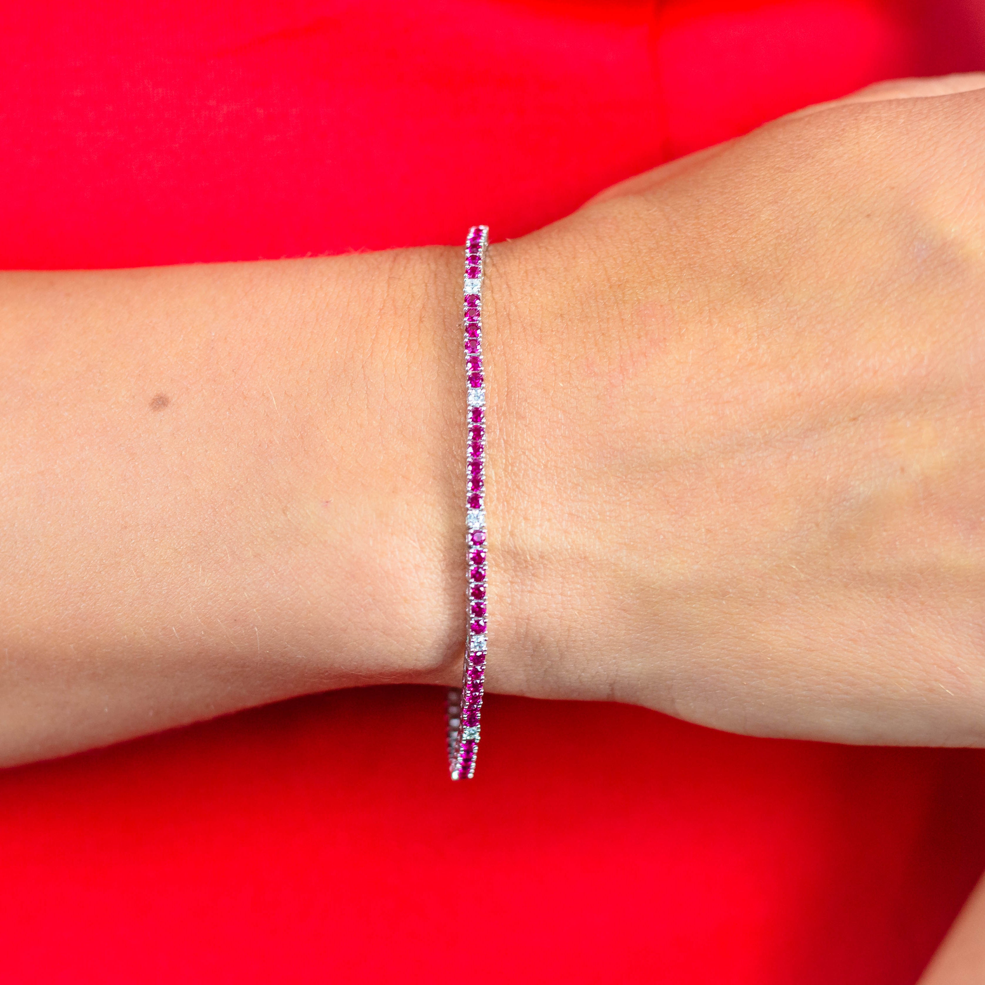 Georgini Milestone Ruby 2mm Tennis Bracelet in Silver