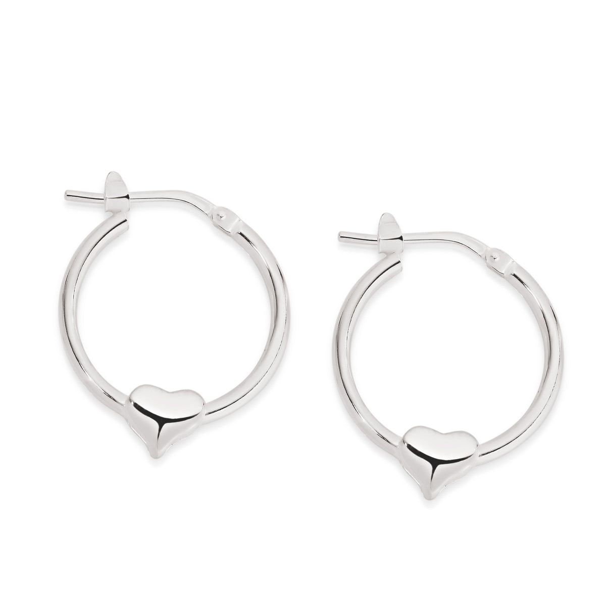 Silver heart hoops 15mm