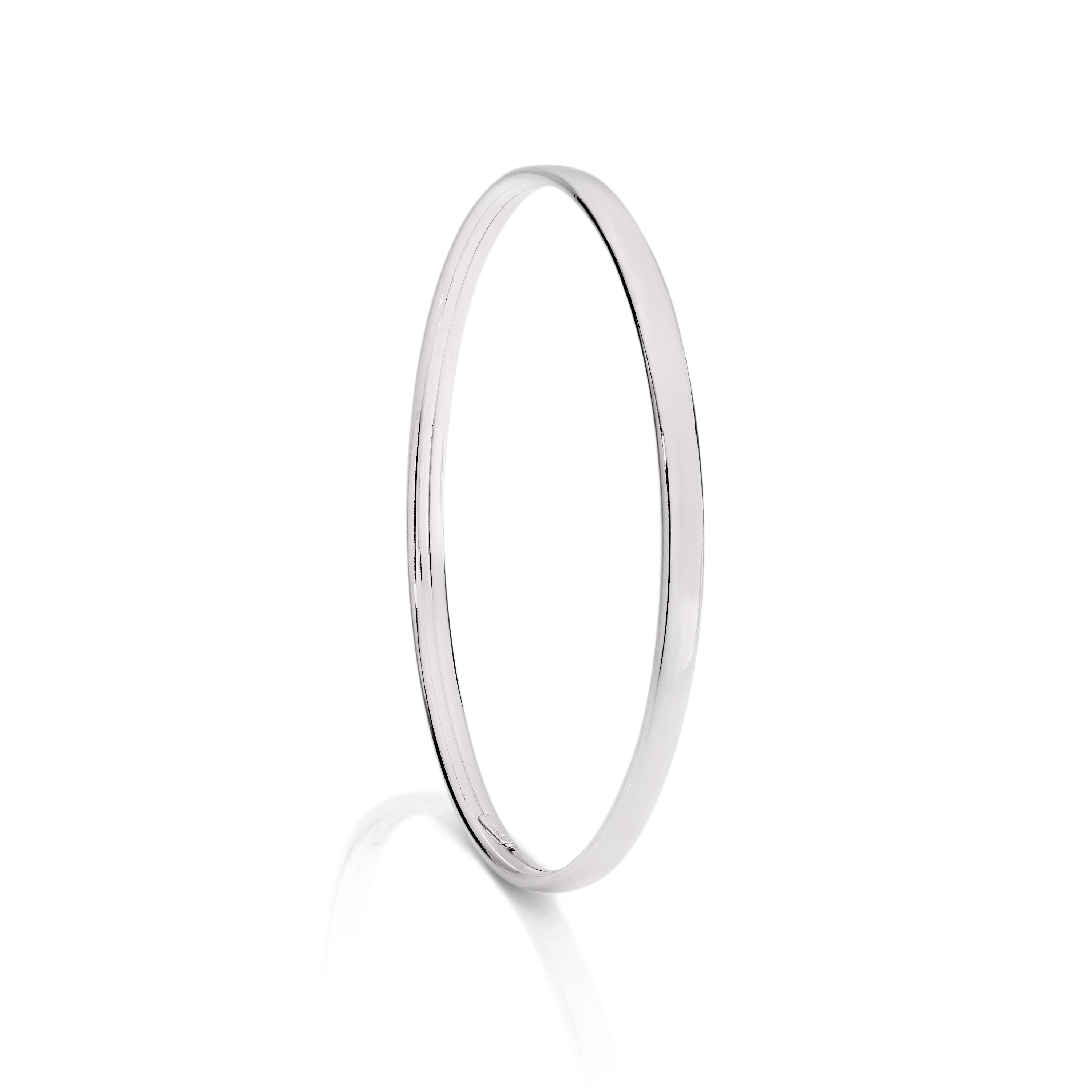 Silver 4mm flat tube bangle 70mm