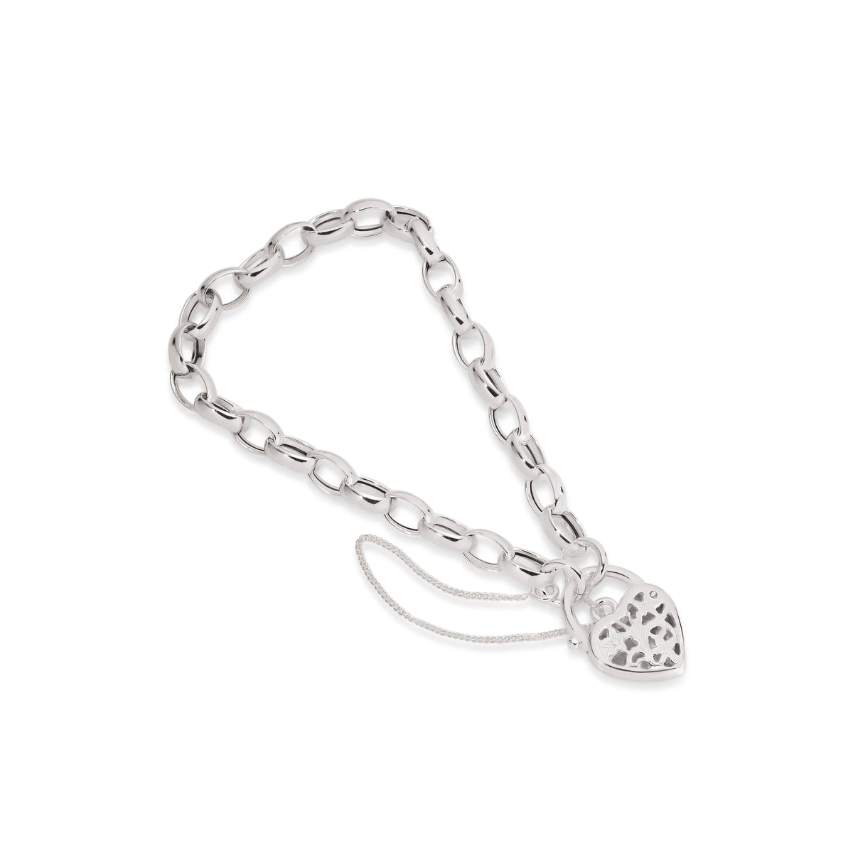Silver belcher padlock Bracelet