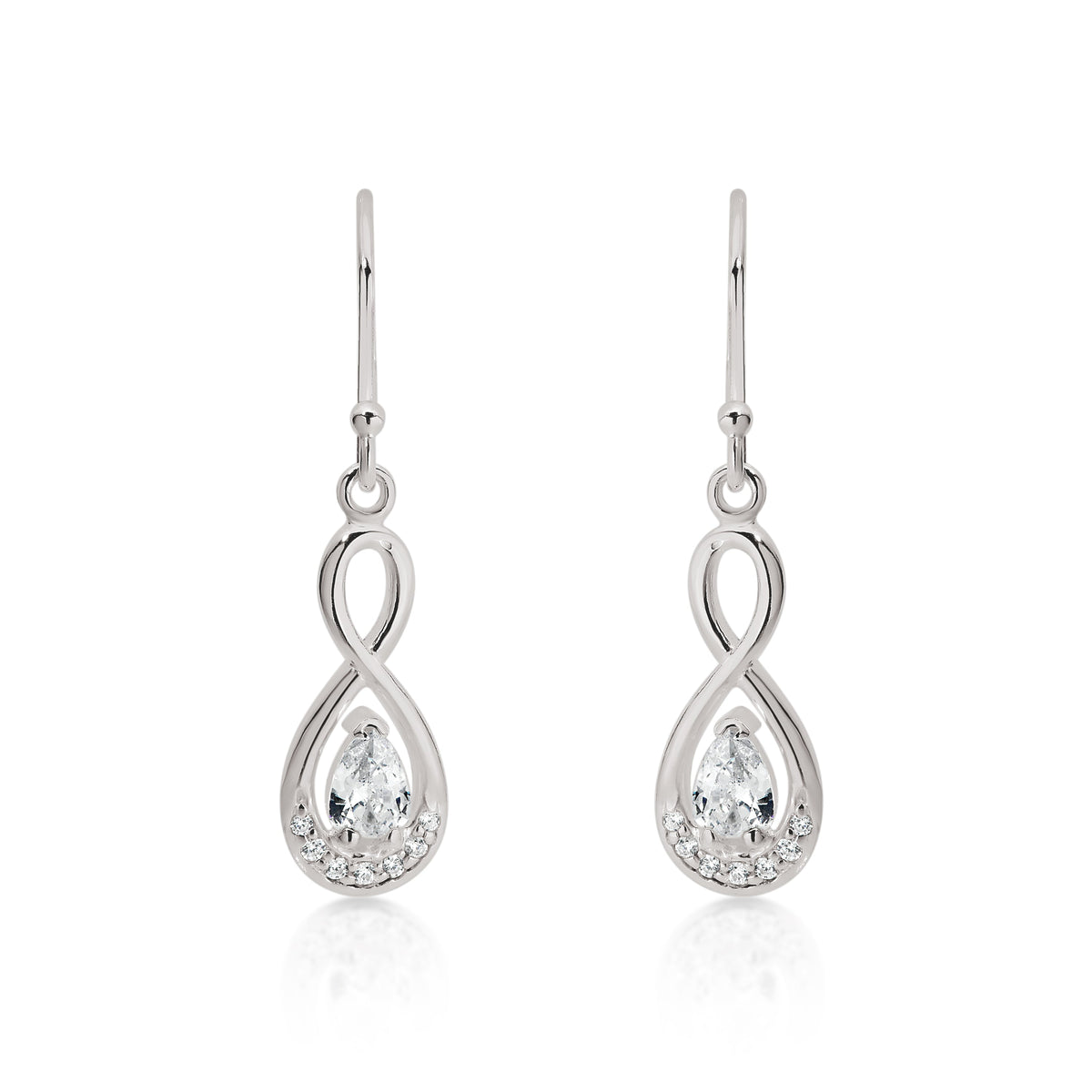 Silver cubic zirconia infinity drops