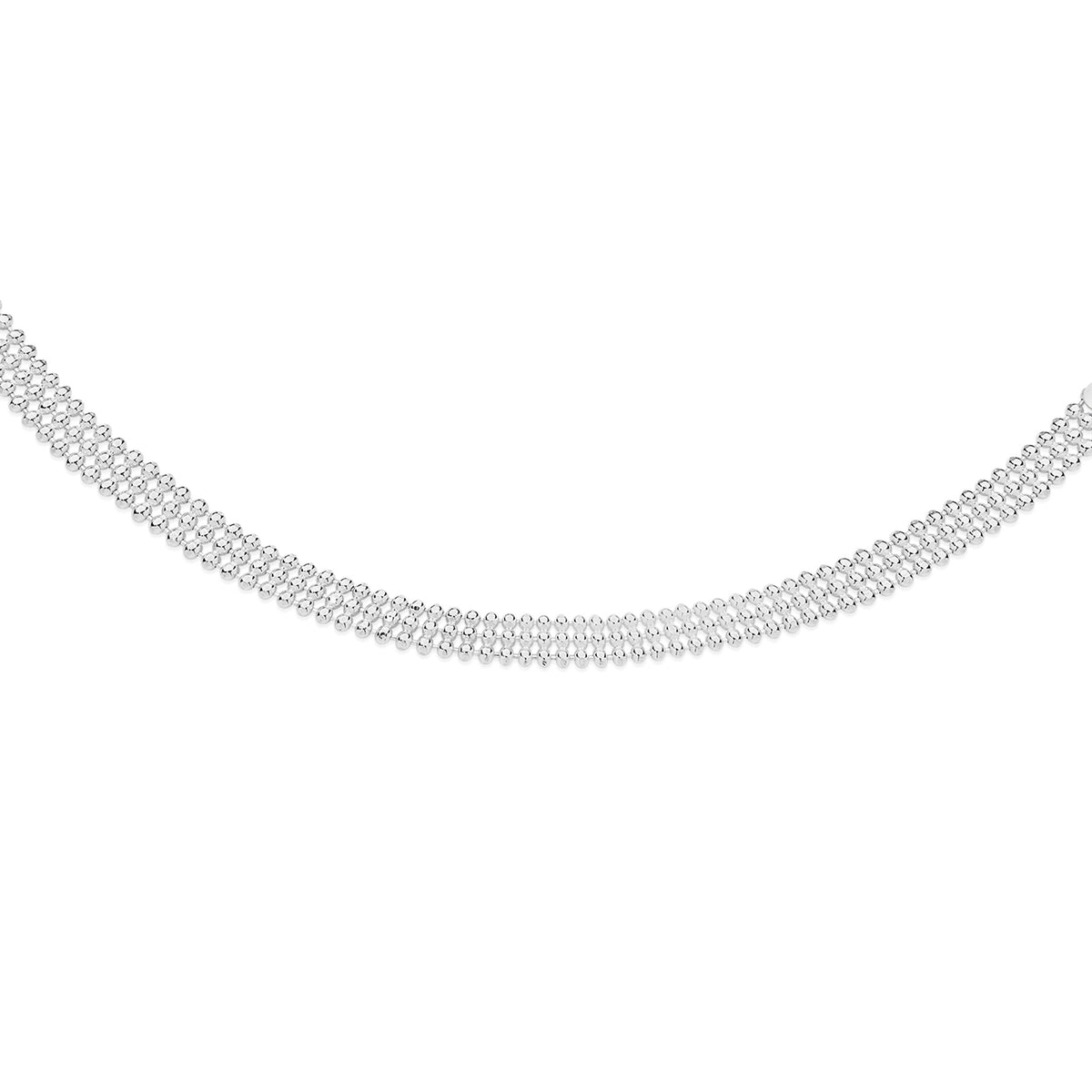 Silver diamond cut ball triple row necklet