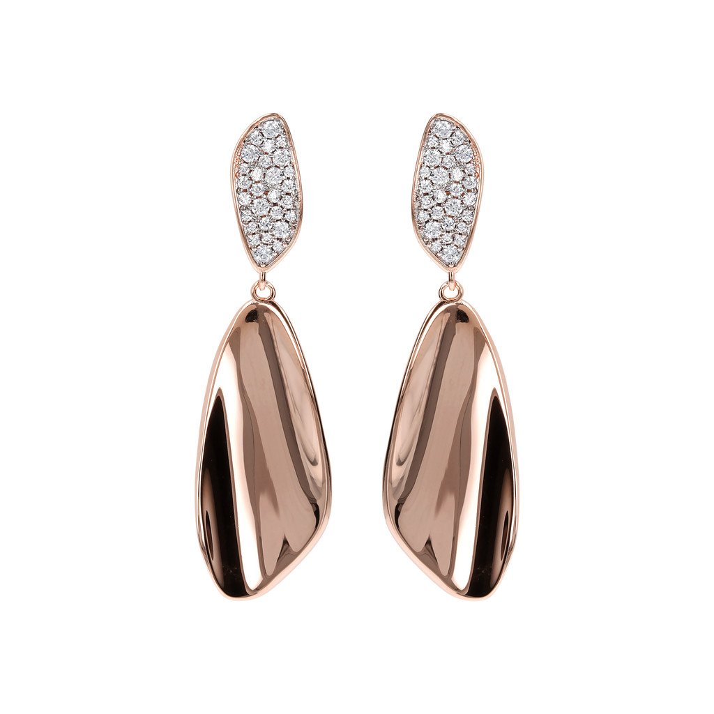 Bronzallure Leaf Earrings Cubic Zirconia