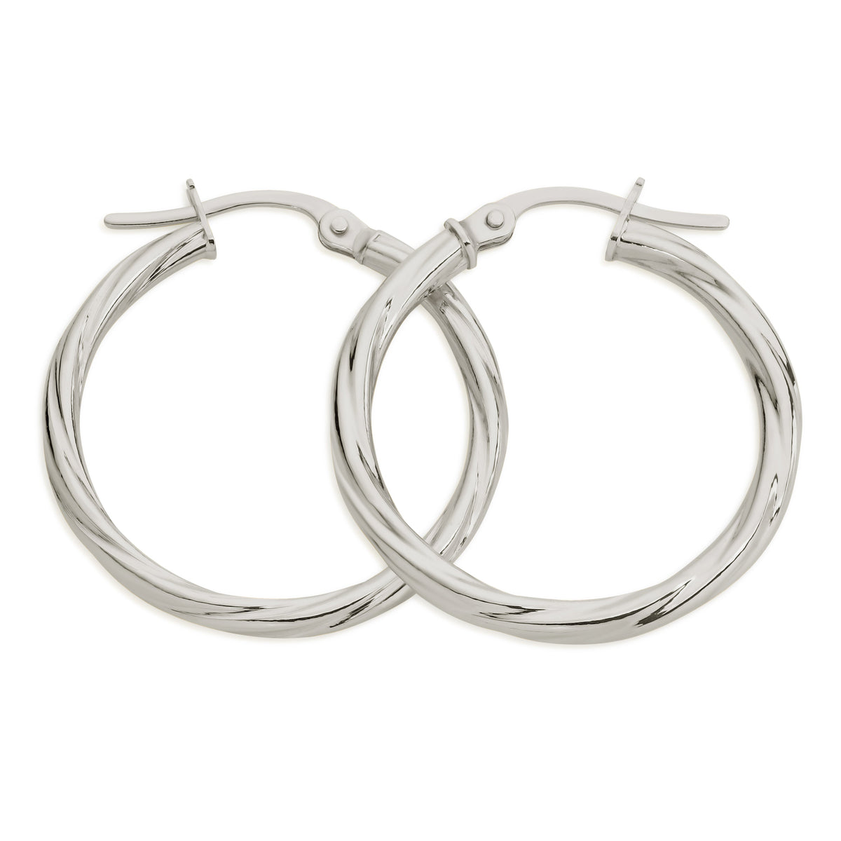 9ct white gold twist hoops 20mm