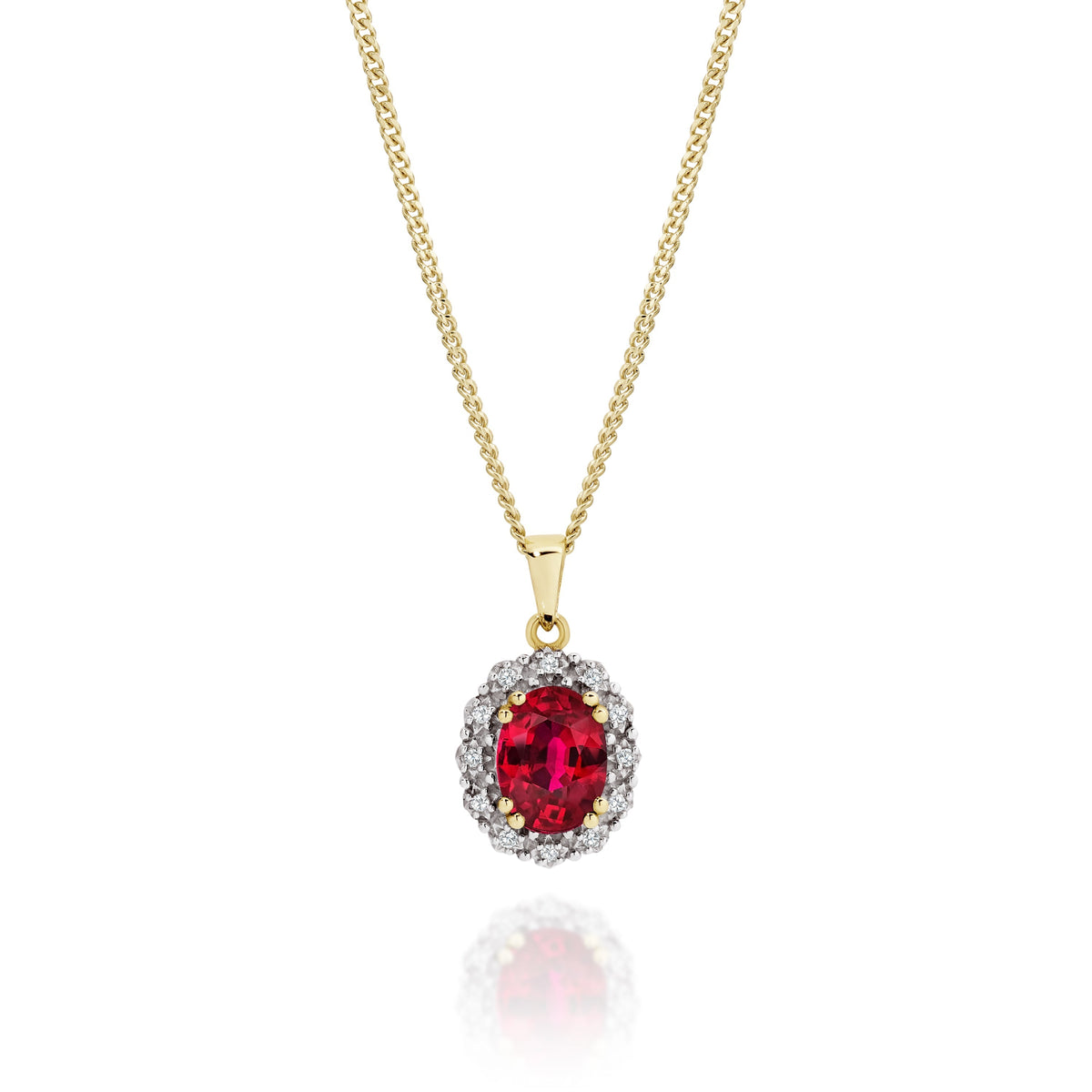 9ct gold ruby & diamond pendant