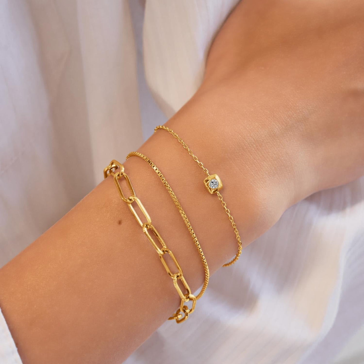 Ania Haie Gold Modern Bezel-Set Solitaire Bracelet