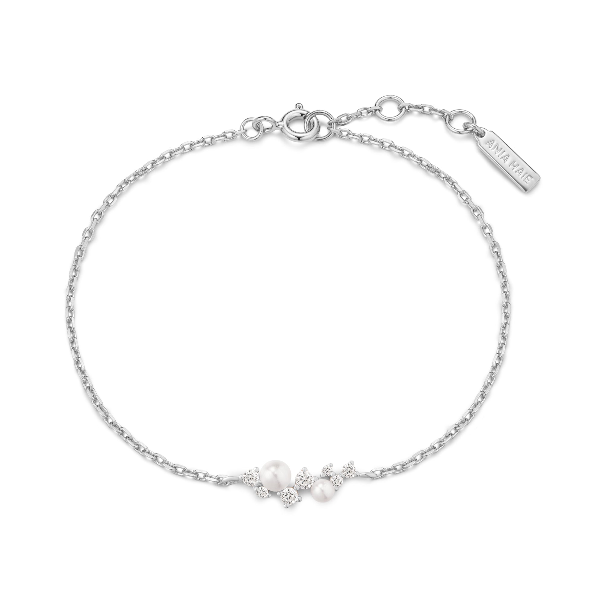 Ania Haie Silver Shell Pearl Cluster Bracelet