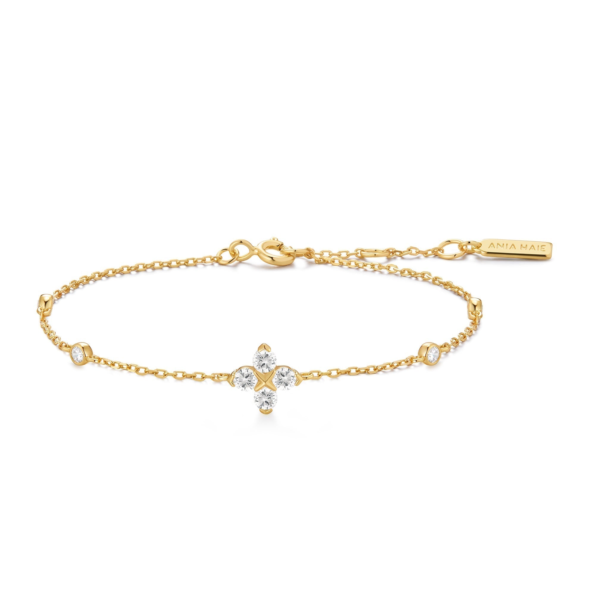 Ania Haie Gold Sparkling Lucky Clover Bracelet