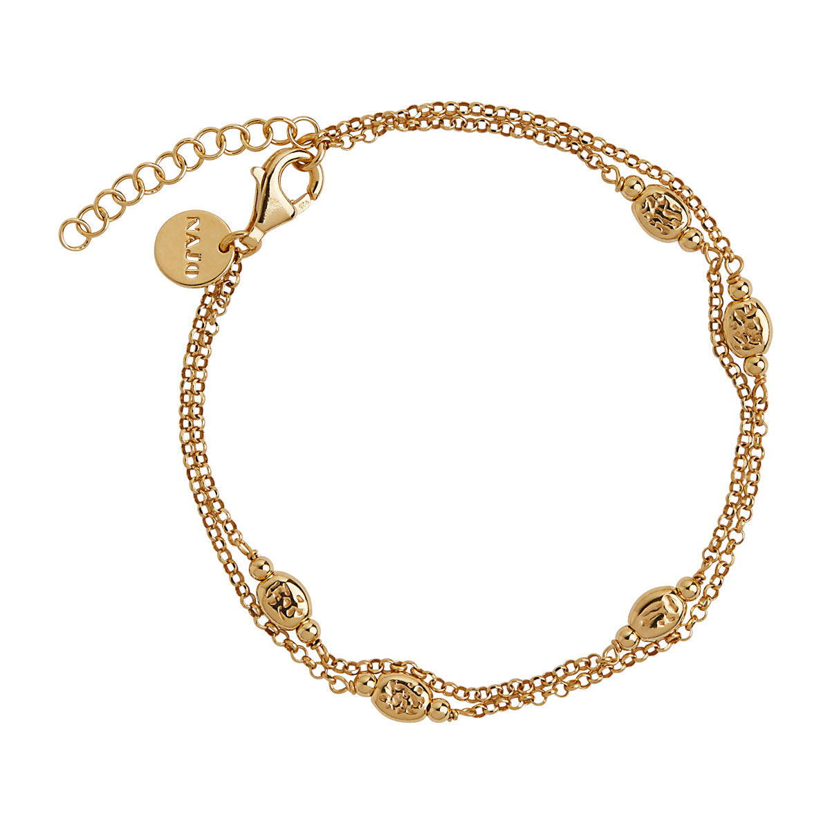 NAJO Volare Yellow Gold Double Chain Bracelet (18.5cm+ext)