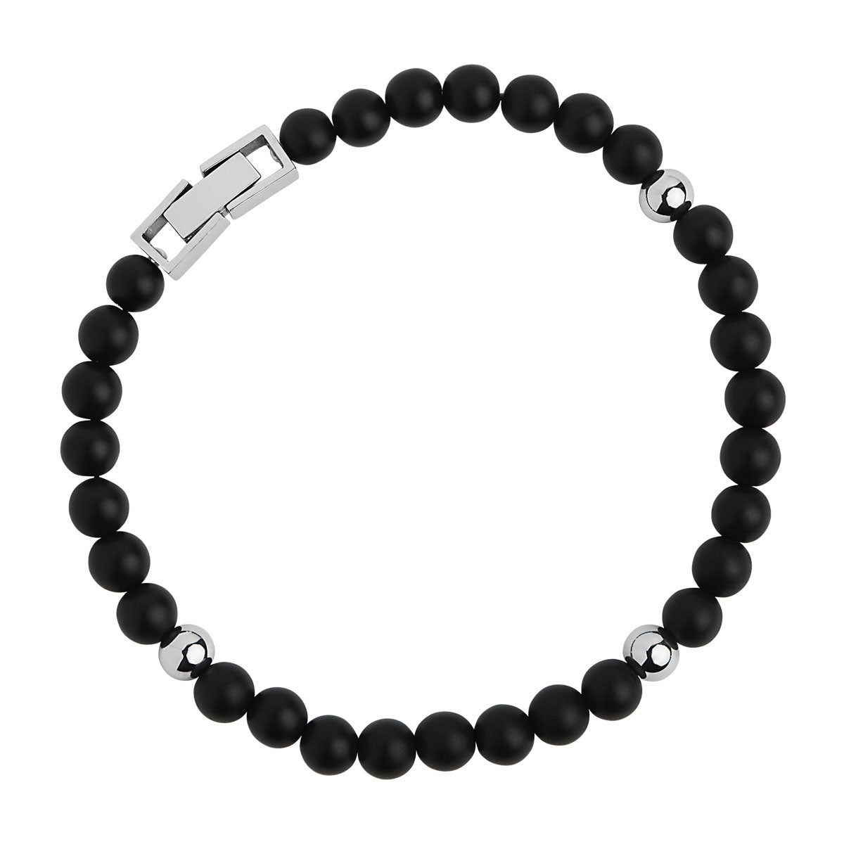 NAJO Atlas 6mm Matt Onyx & Steel Bracelet (21cm+ext)