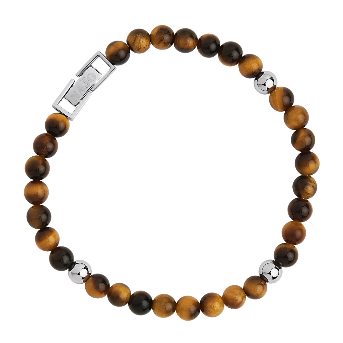NAJO Atlas 6mmTiger Eye & Steel Bracelet (21cm+ext)