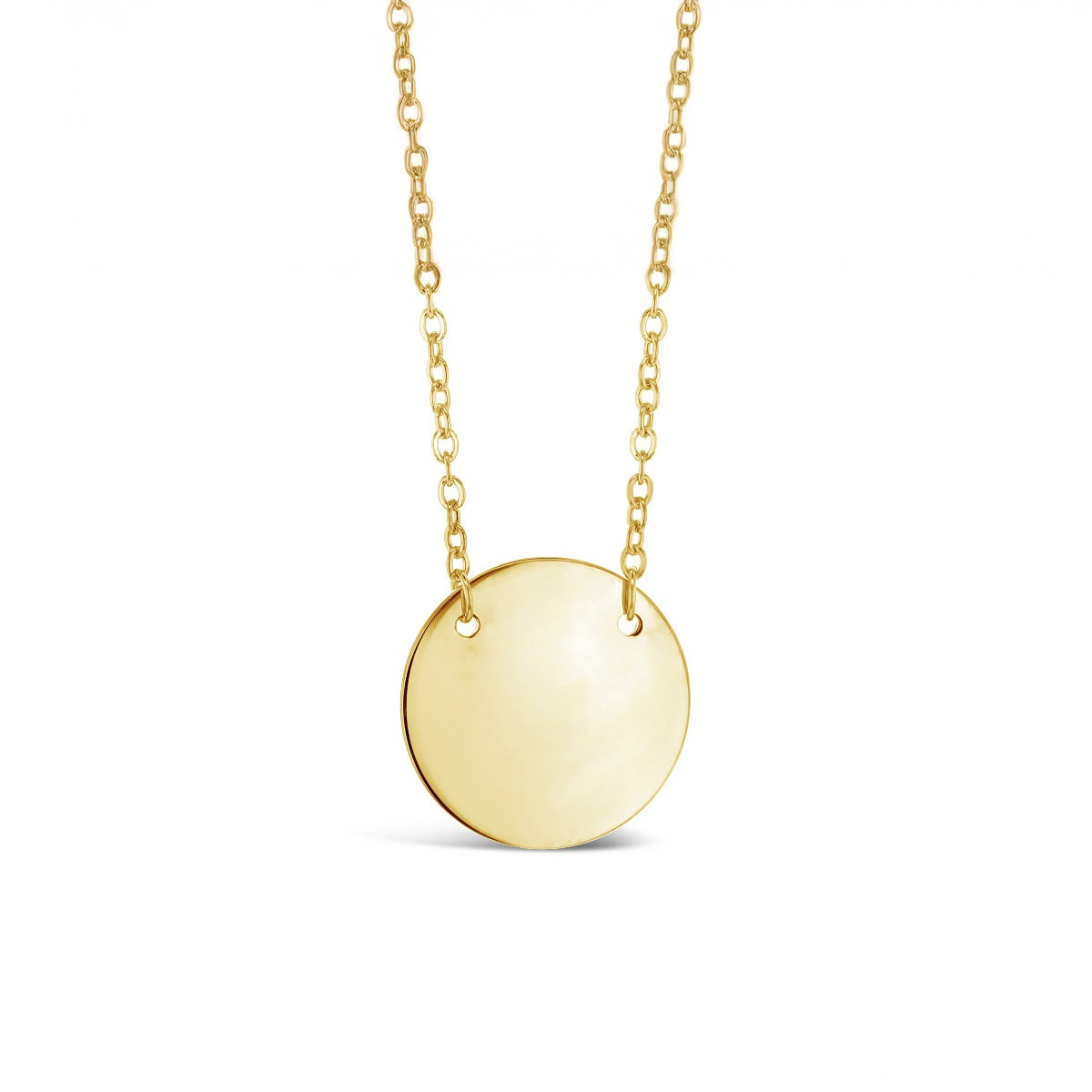 9ct Yellow Gold 15mm Flat Disc Pendant on 40cm Chain