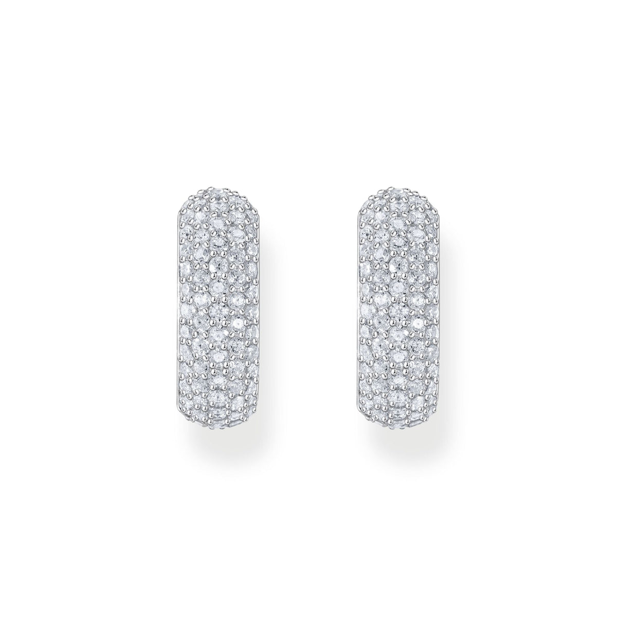 THOMAS SABO Small, wide hoop earrings with white zirconia