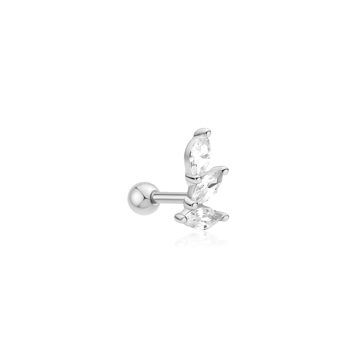 Ania Haie Silver Triple Marquise Barbell Single Earring