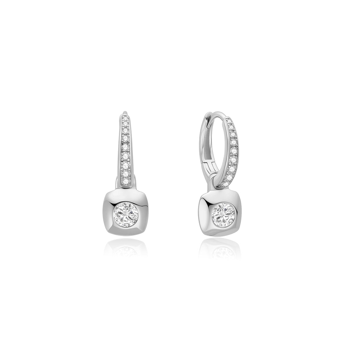 Ania Haie Silver Modern Bezel-Set Huggie Hoop Earrings