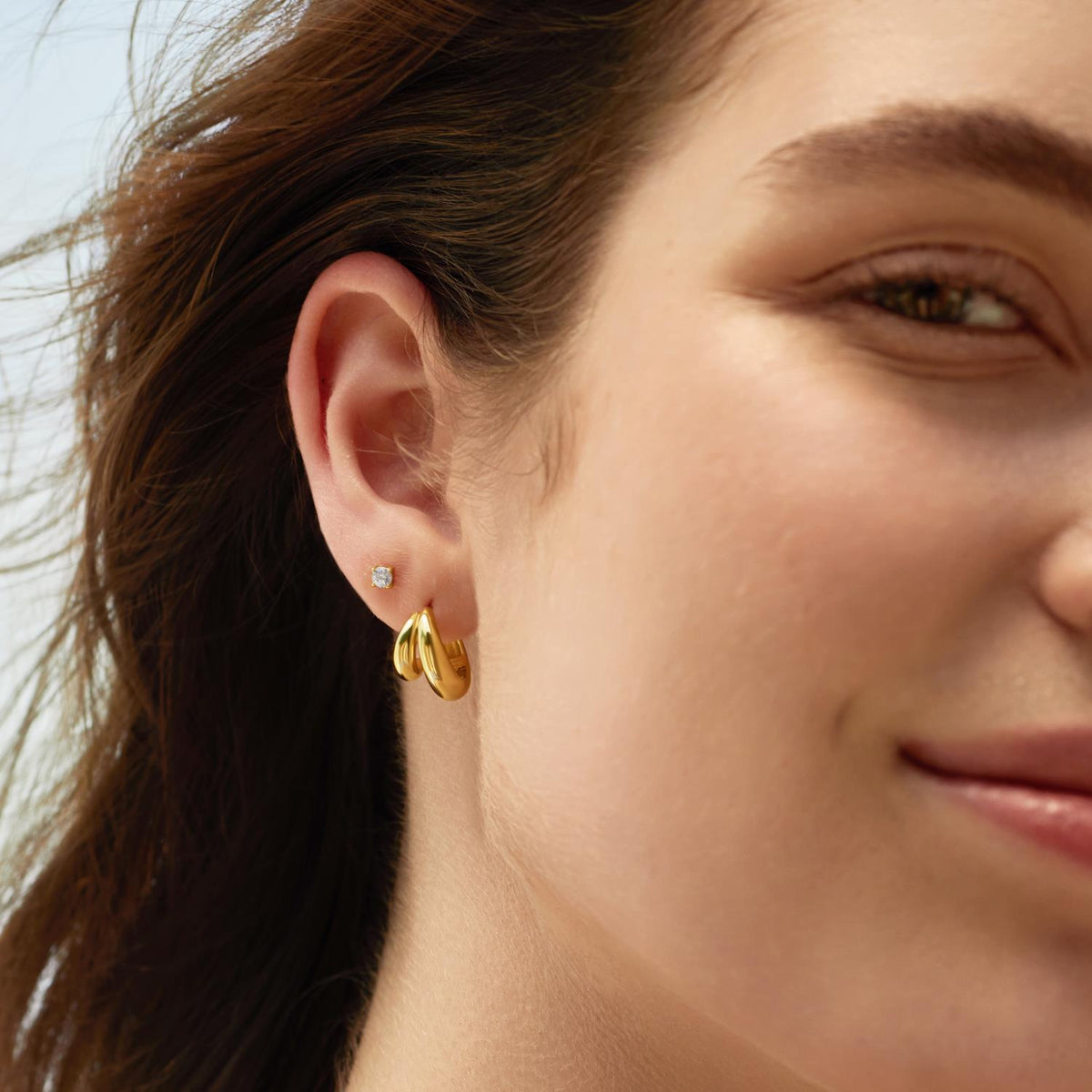 Ania Haie Gold Dome Huggie Hoop Earrings