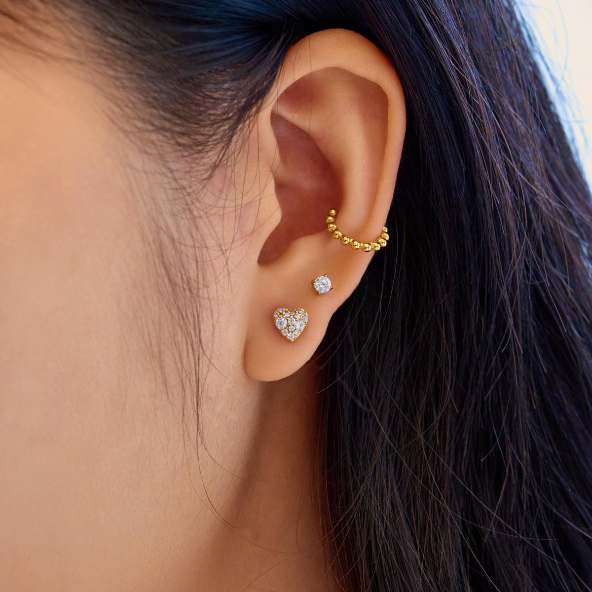 Ania Haie Gold Pave Heart Stud Earrings