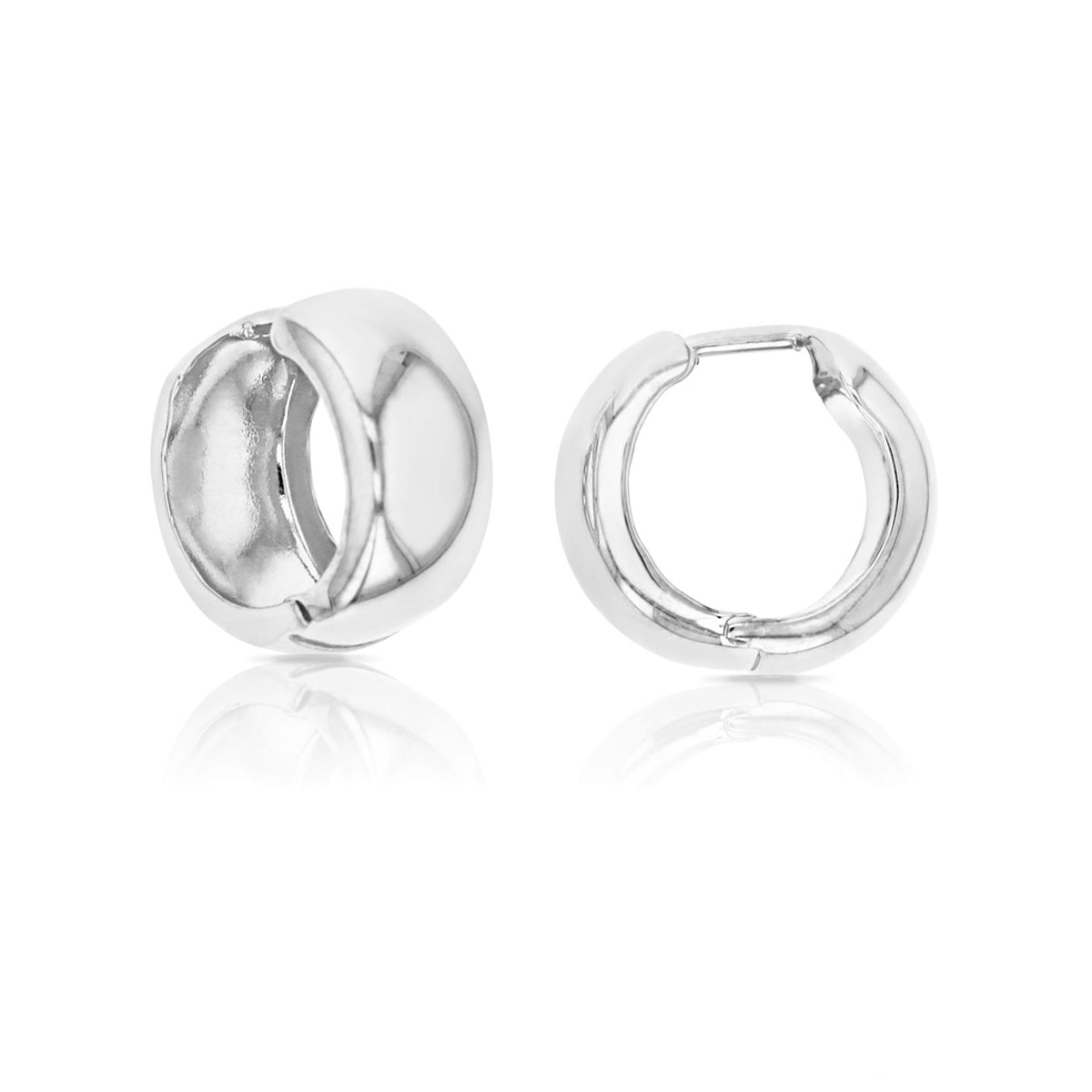 9ct White Gold 7.5mm Wide Plain Huggie Earrings