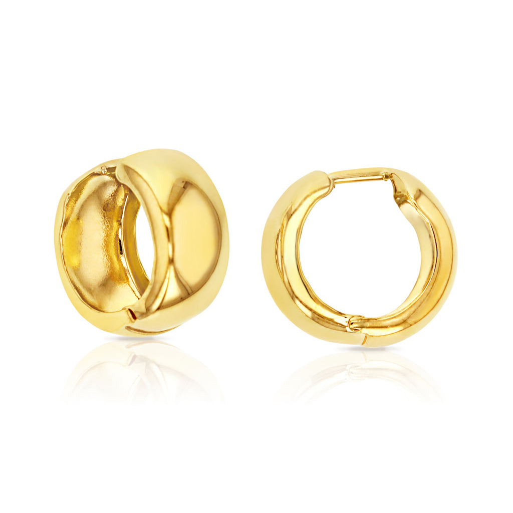 9ct Yellow Gold 7.5mm Wide Plain Huggie Earrings