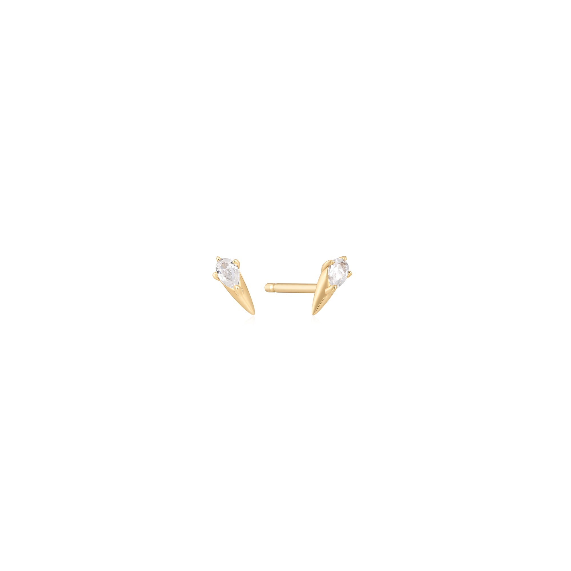 Ania Haie 14ct Gold White Sapphire Spike Stud Earrings