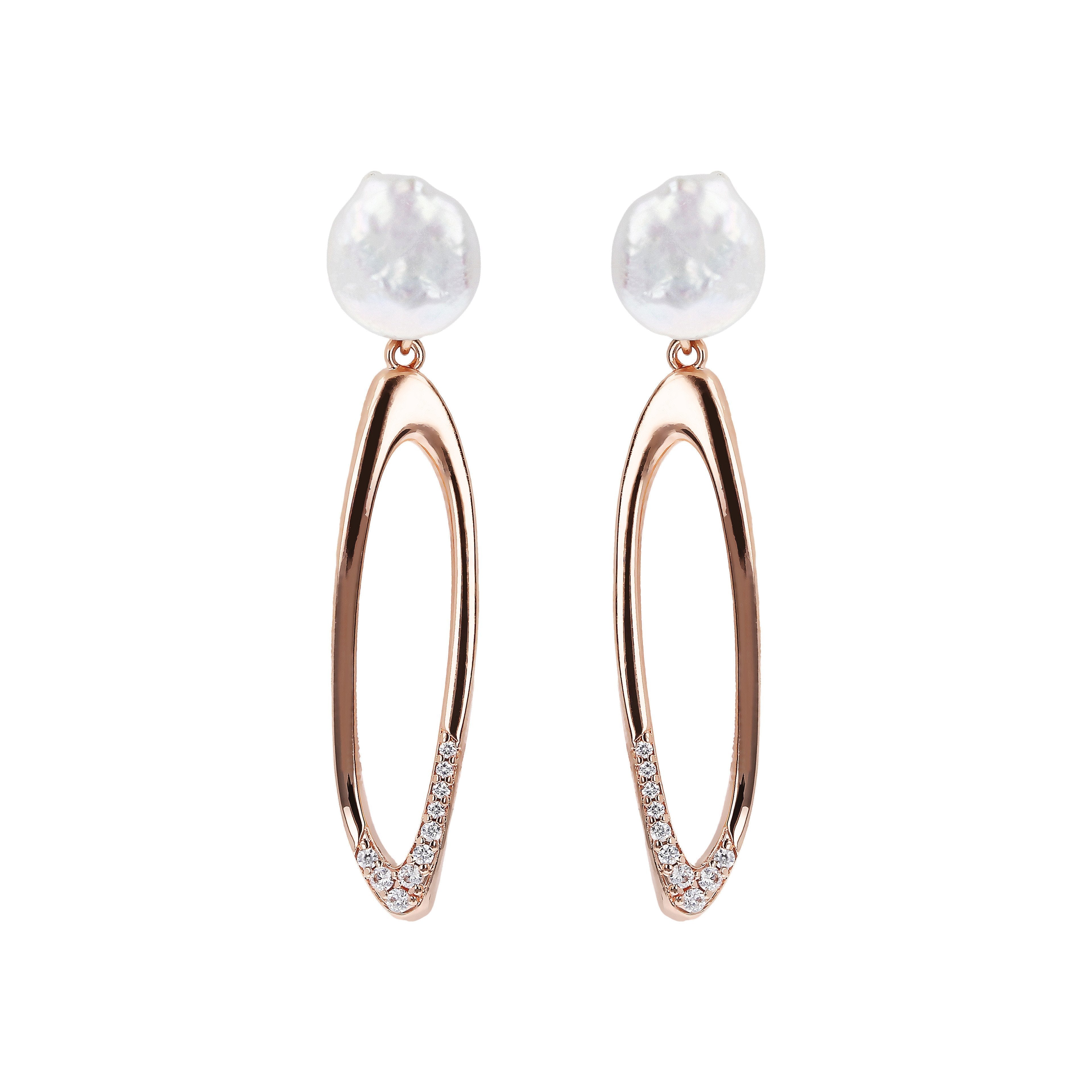 Bronzallure Hoop Earrings with Coin Pearls