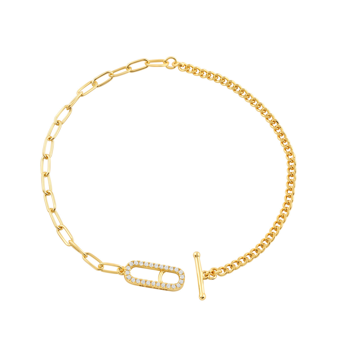 GEORGINI ALCHEMY PAPERCLIP CURB FOB BRACELET GOLD