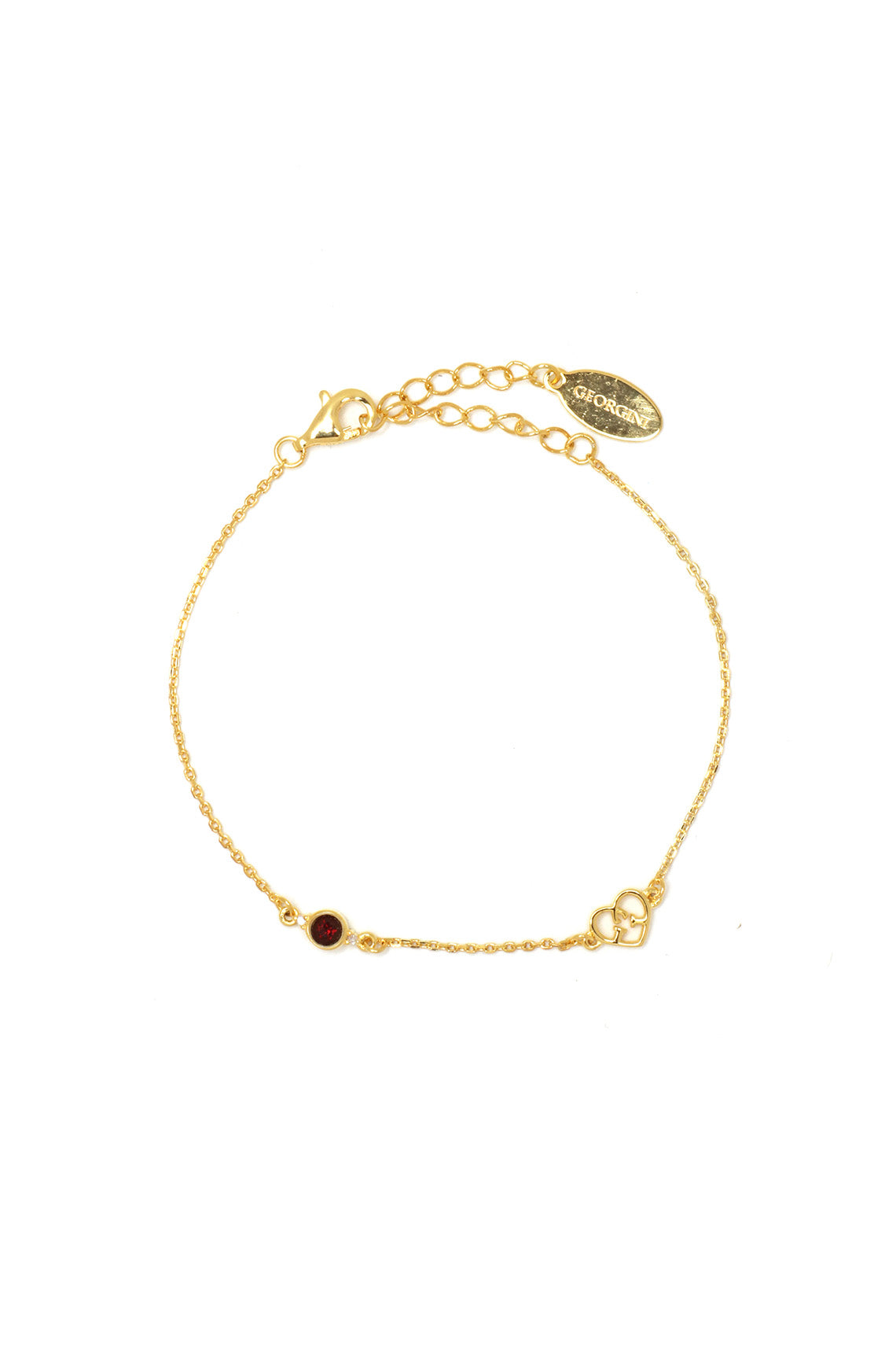 NATURAL GARNET AND TWO NATURAL DIAMOND JANUARY BRACELET GOLD