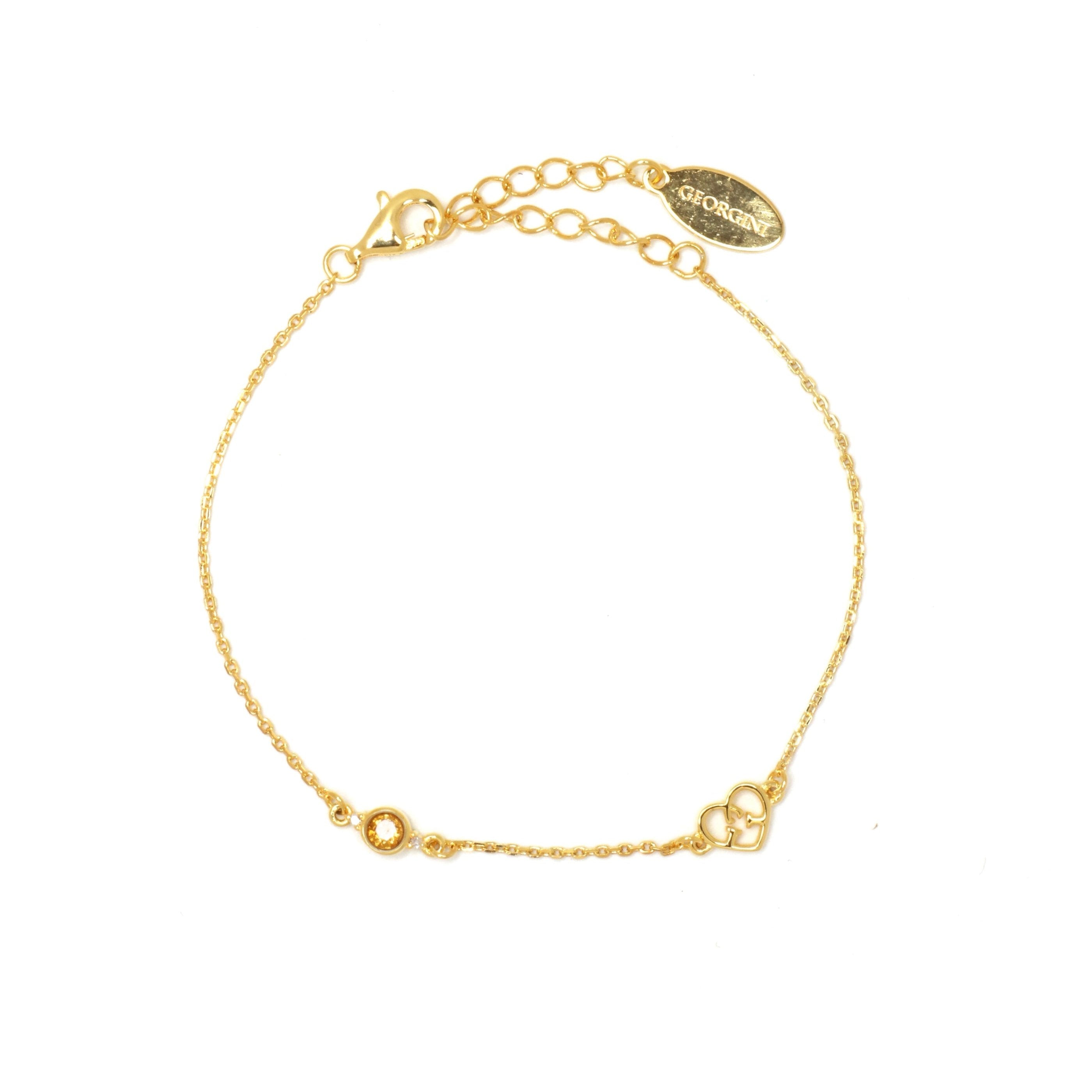 Diamonds by Georgini Natural Citrine and Two Natural Diamond November Bracelet Gold
