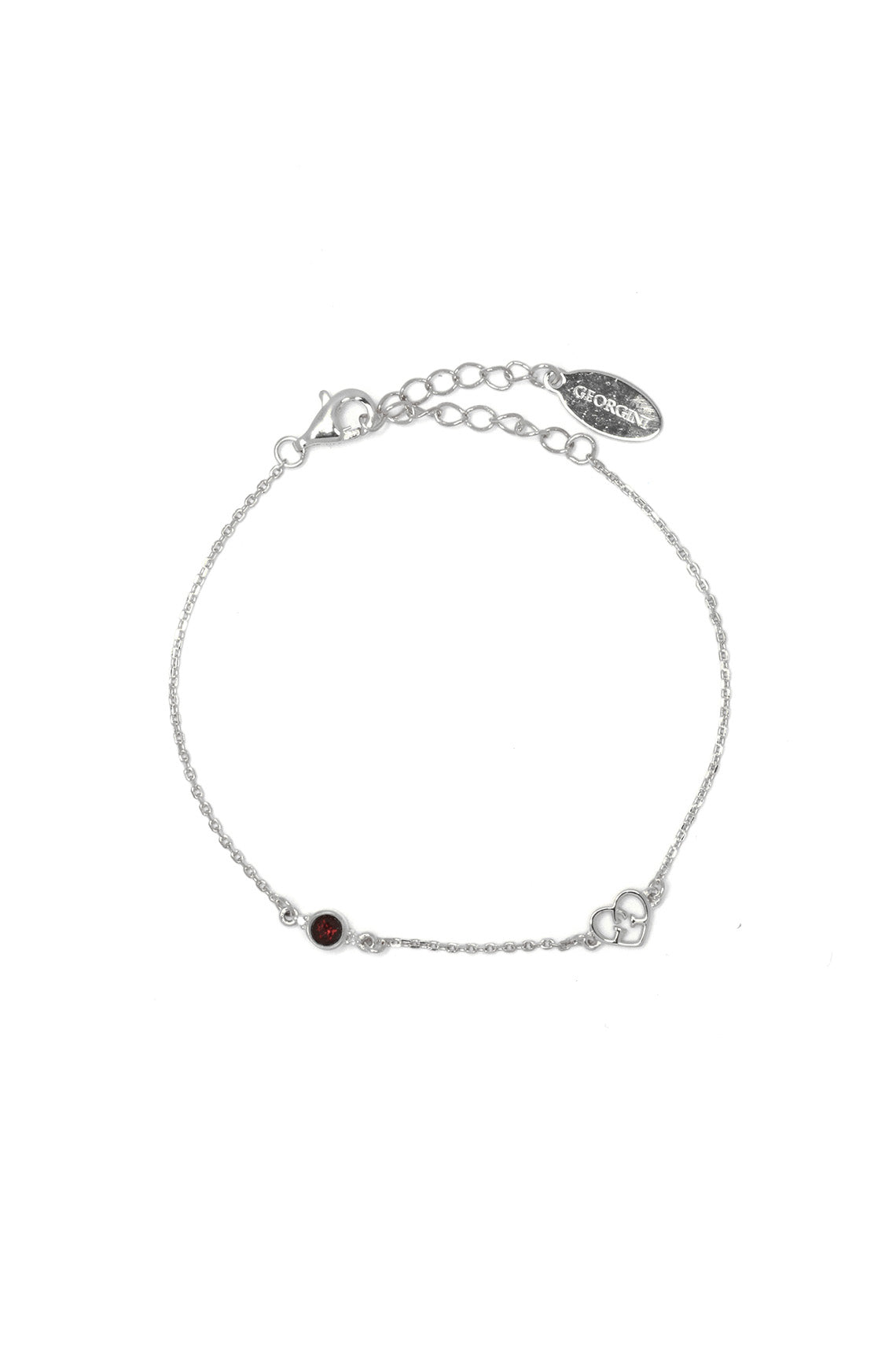 NATURAL GARNET AND TWO NATURAL DIAMOND JANUARY BRACELET SILVER