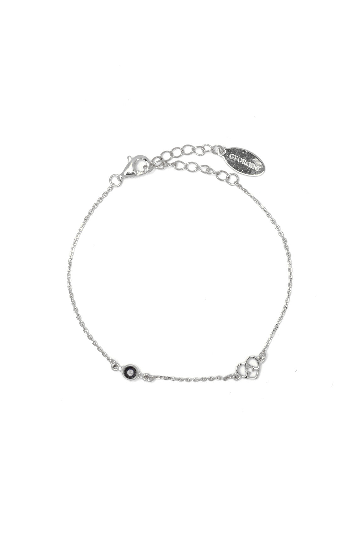 NATURAL SAPPHIRE AND TWO NATURAL DIAMOND SEPTEMBER BRACELET SILVER