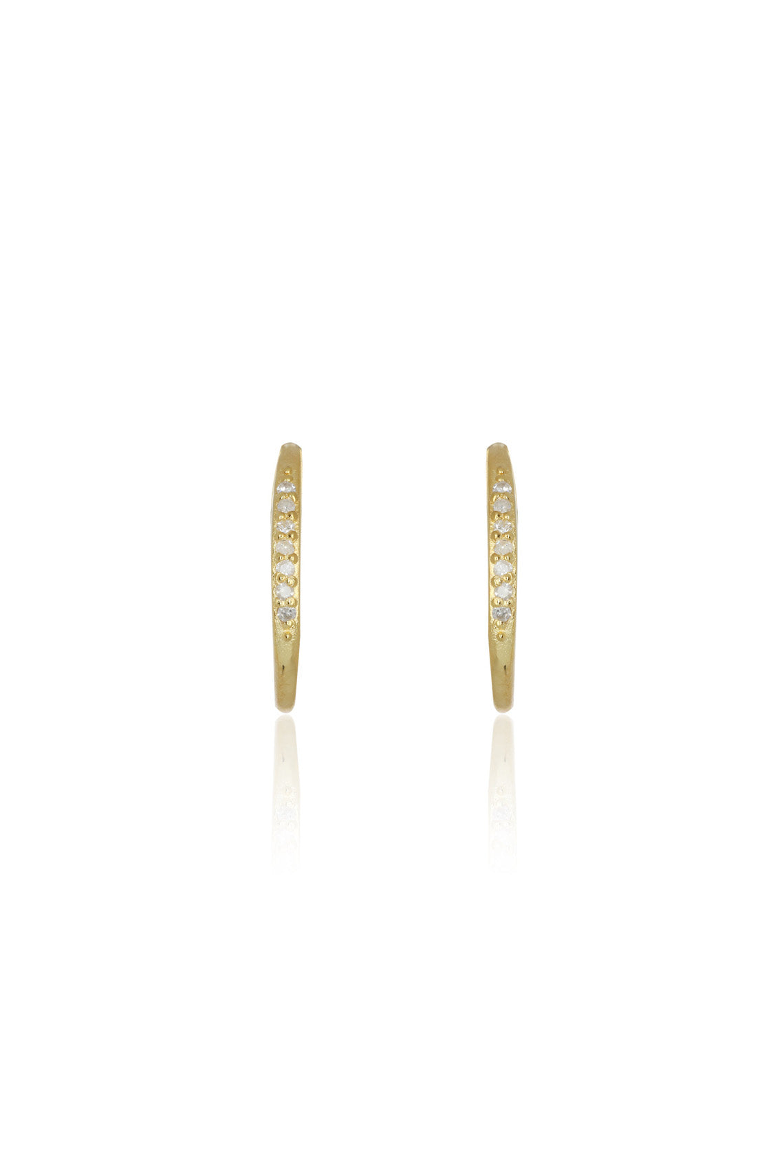 FOURTEEN NATURAL DIAMOND HOOP EARRINGS GOLD