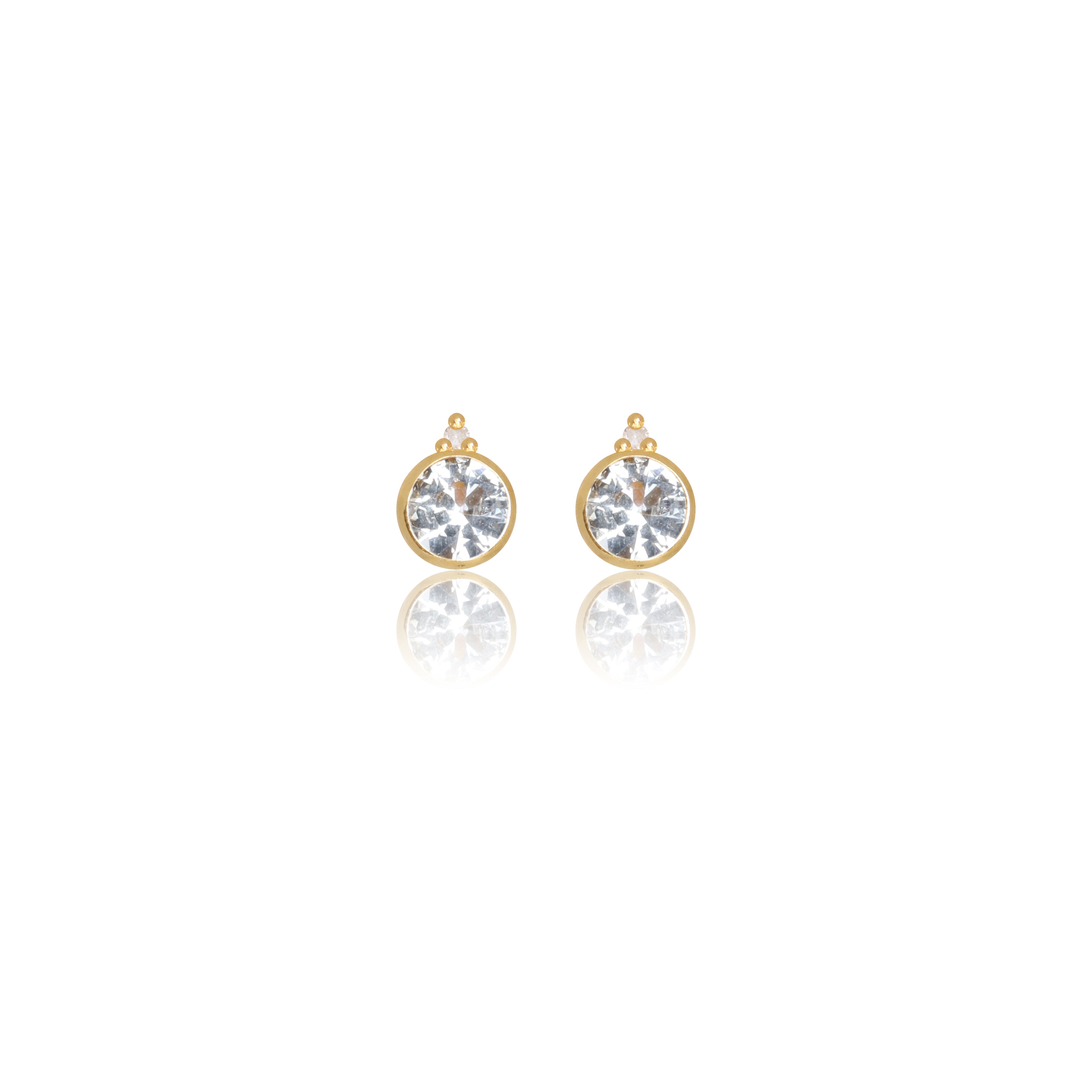 Diamonds by Georgini Natural Topaz and Two Natural Diamond April Earrings Gold