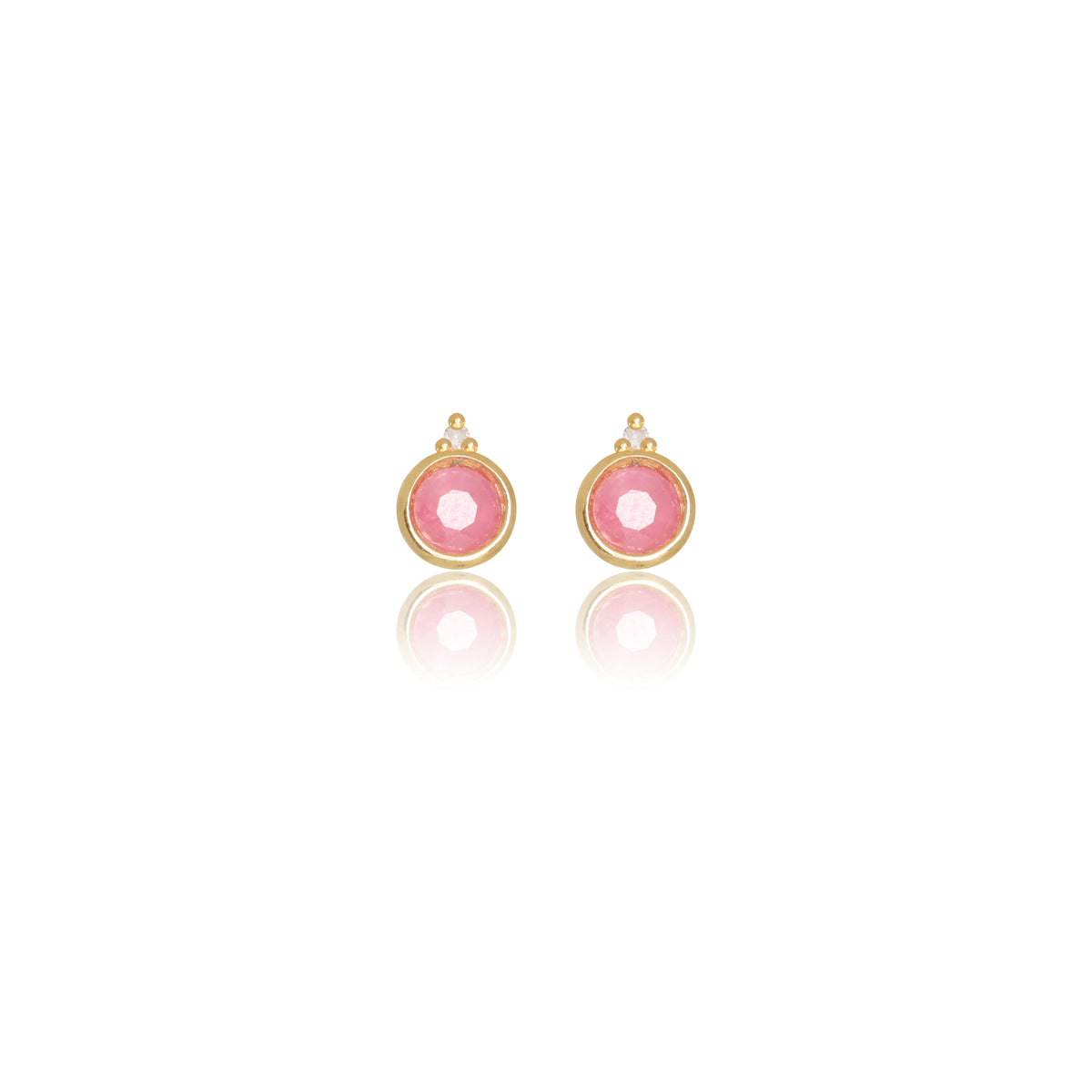NATURAL RUBY AND TWO NATURAL DIAMOND JULY EARRINGS GOLD