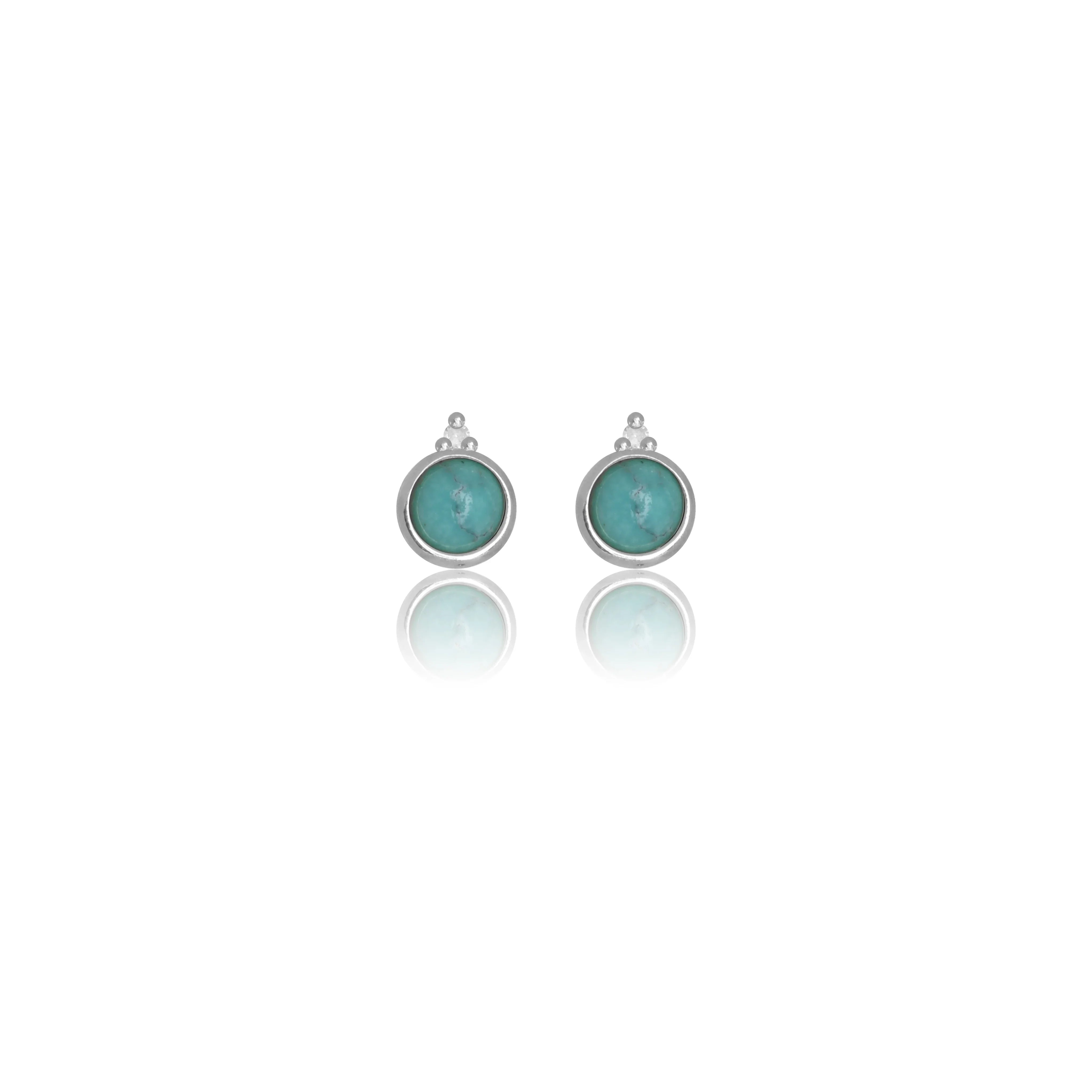 Diamonds by Georgini Natural Turquoise and Two Natural Diamond December Earrings Silver