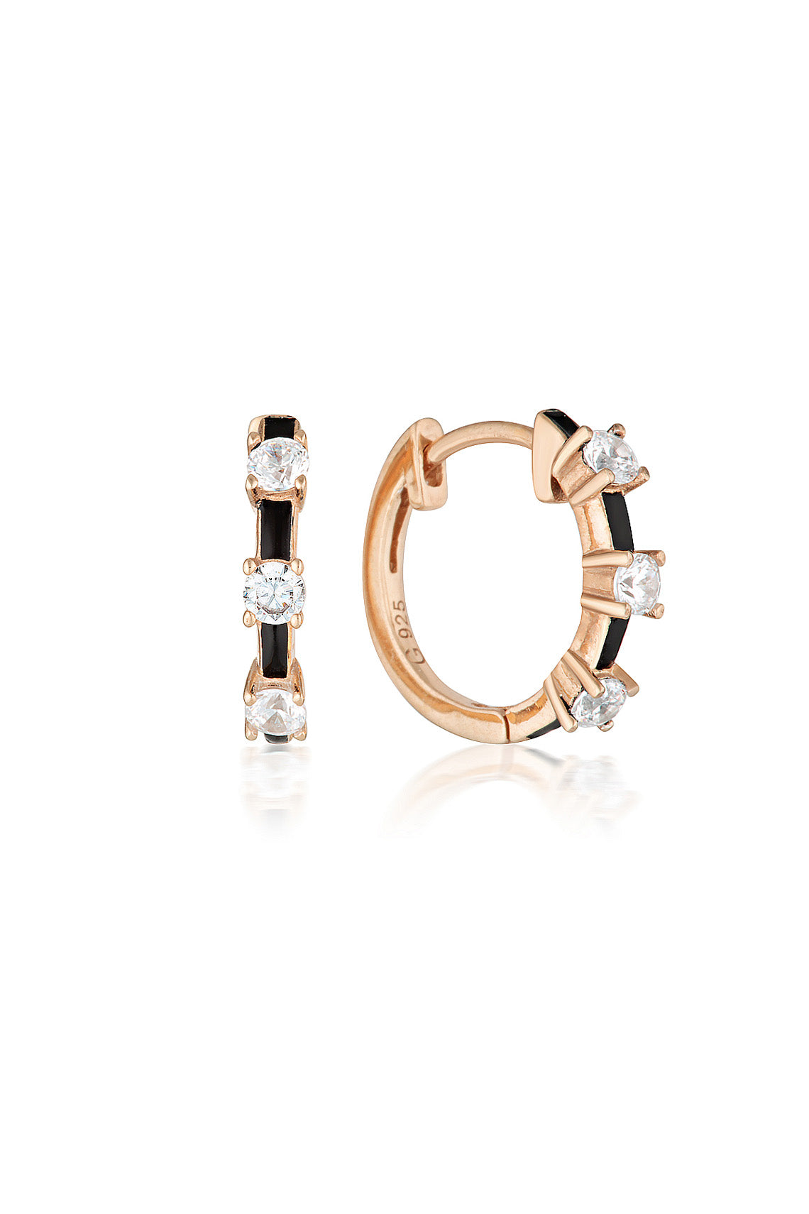 REFLECTION ENAMEL HOOP EARRINGS ROSE GOLD