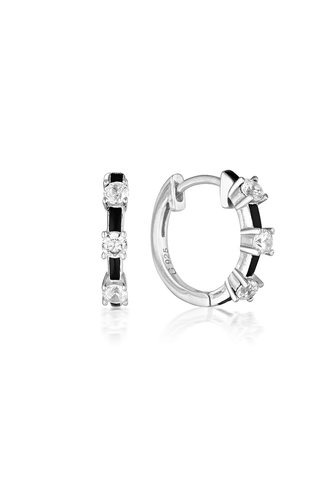 REFLECTION ENAMEL HOOP EARRINGS SILVER