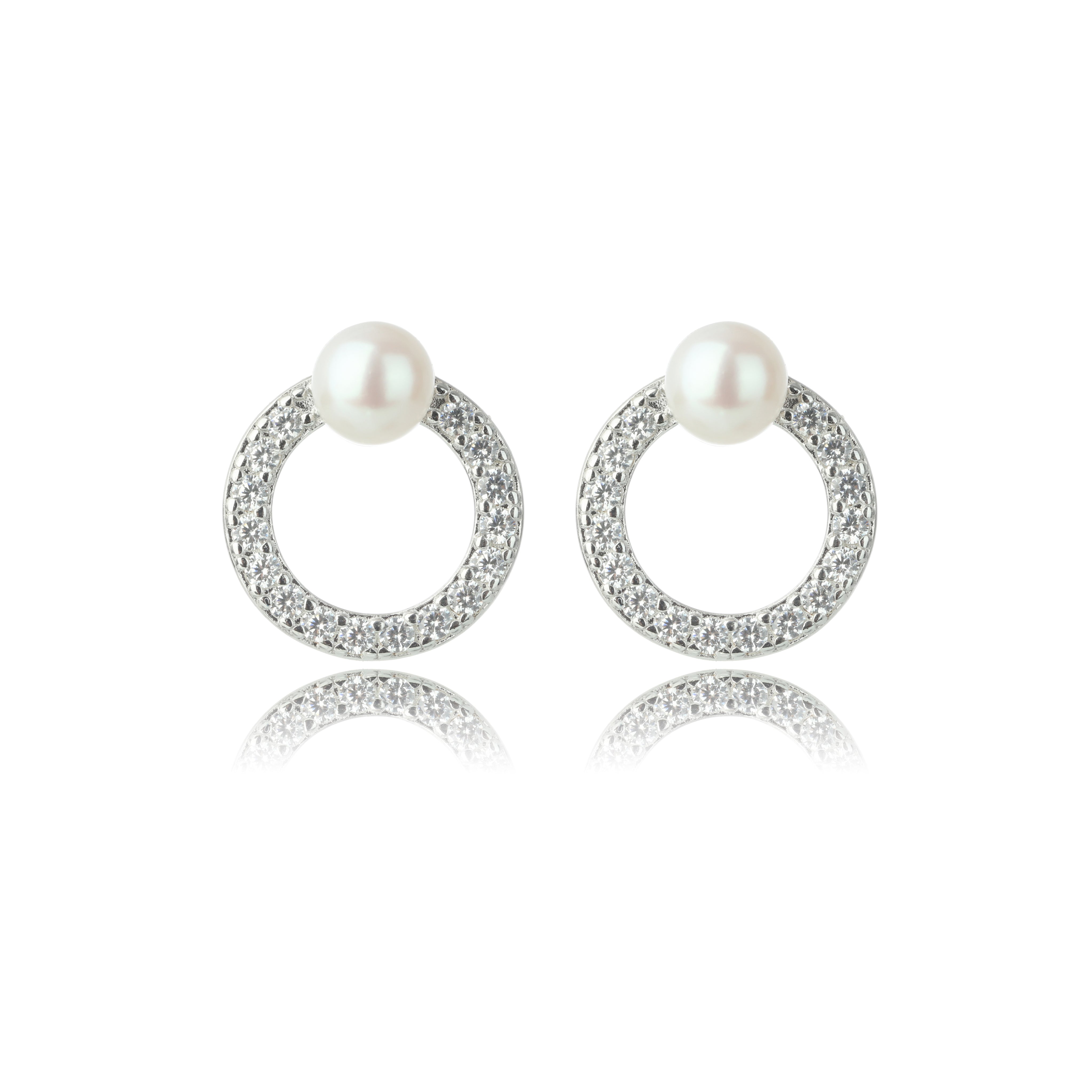 Georgini Oceans Byron Freshwater Pearl Earrings Silver