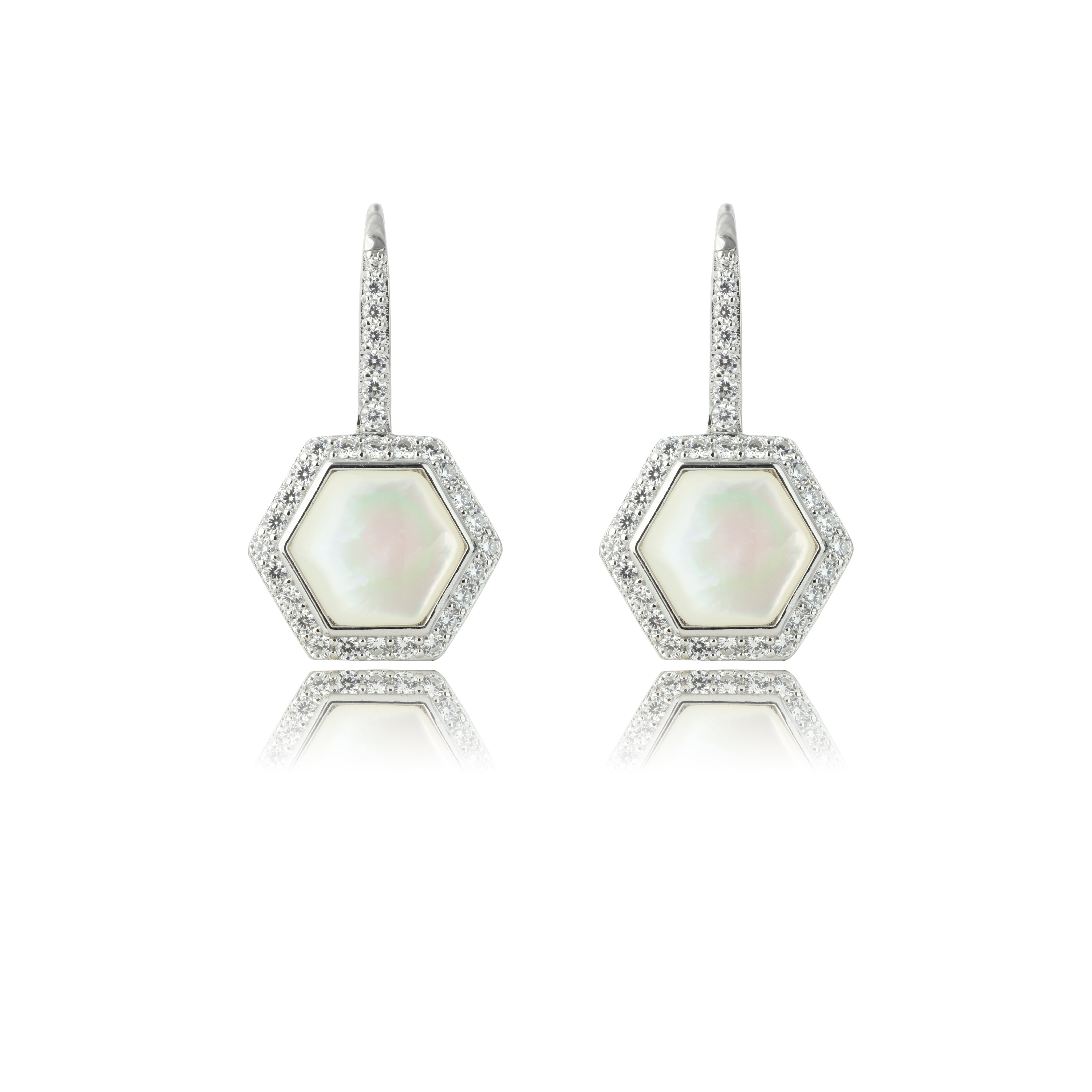 Georgini Oceans Torquay Mother Of Pearl Earrings Silver