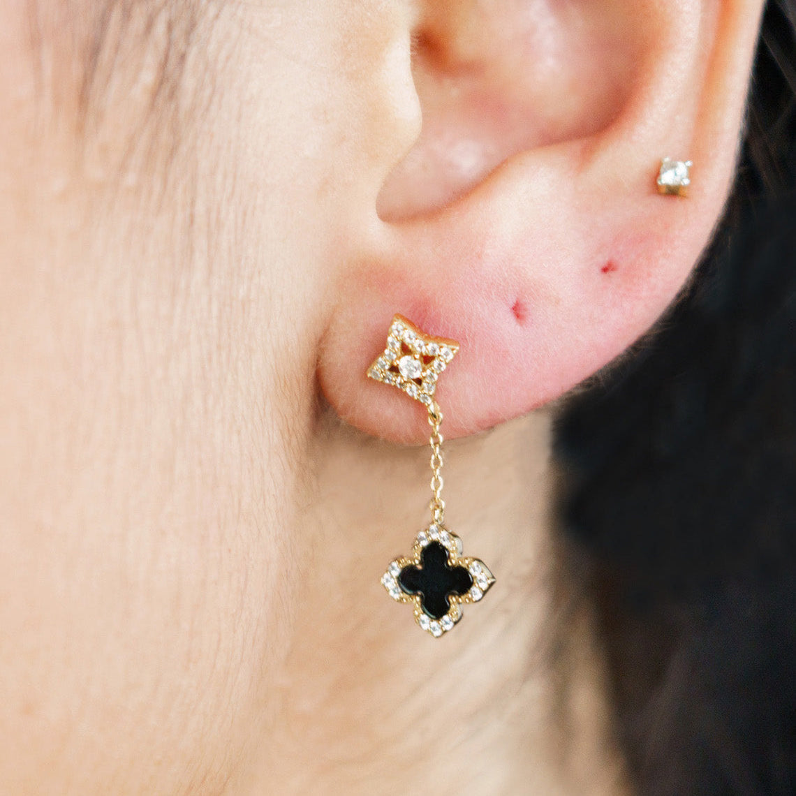 Georgini Midnight Velvet Black Agate Fairwater Drop Earrings Gold