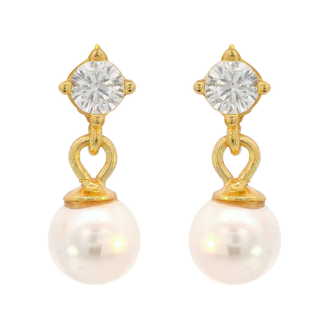 Adagio Touch Of Sparkle Dangle Drop Pearl Earrings Gold