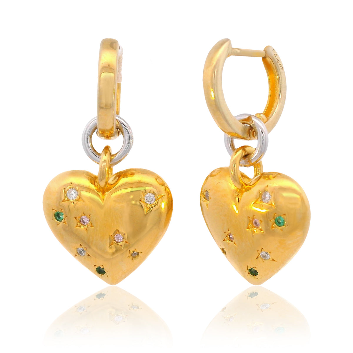 GEORGINI FOREVER HEARTS POP GOES MY HEART EARRINGS GOLD