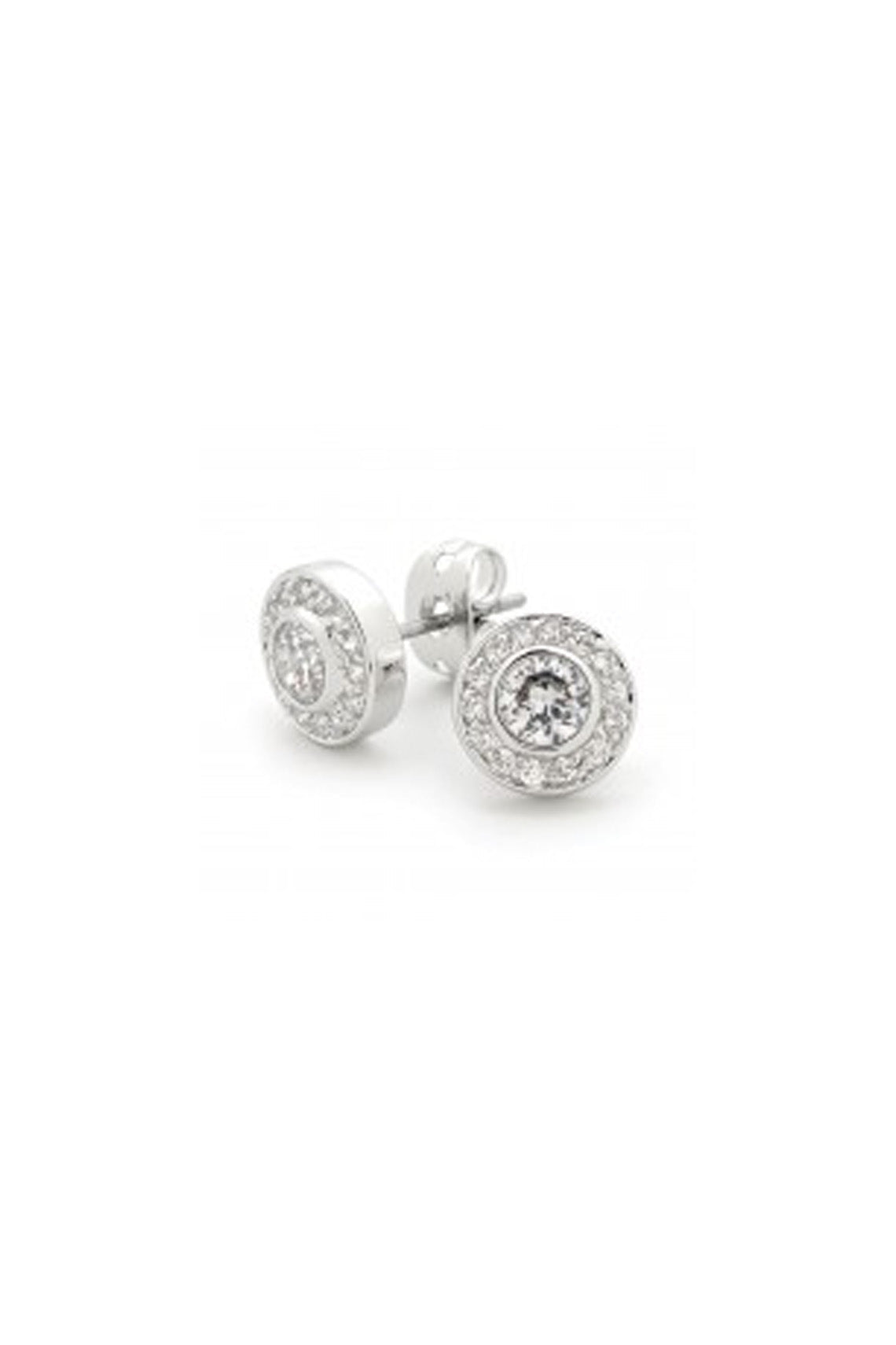 WHITE CZ ROUND EARRING