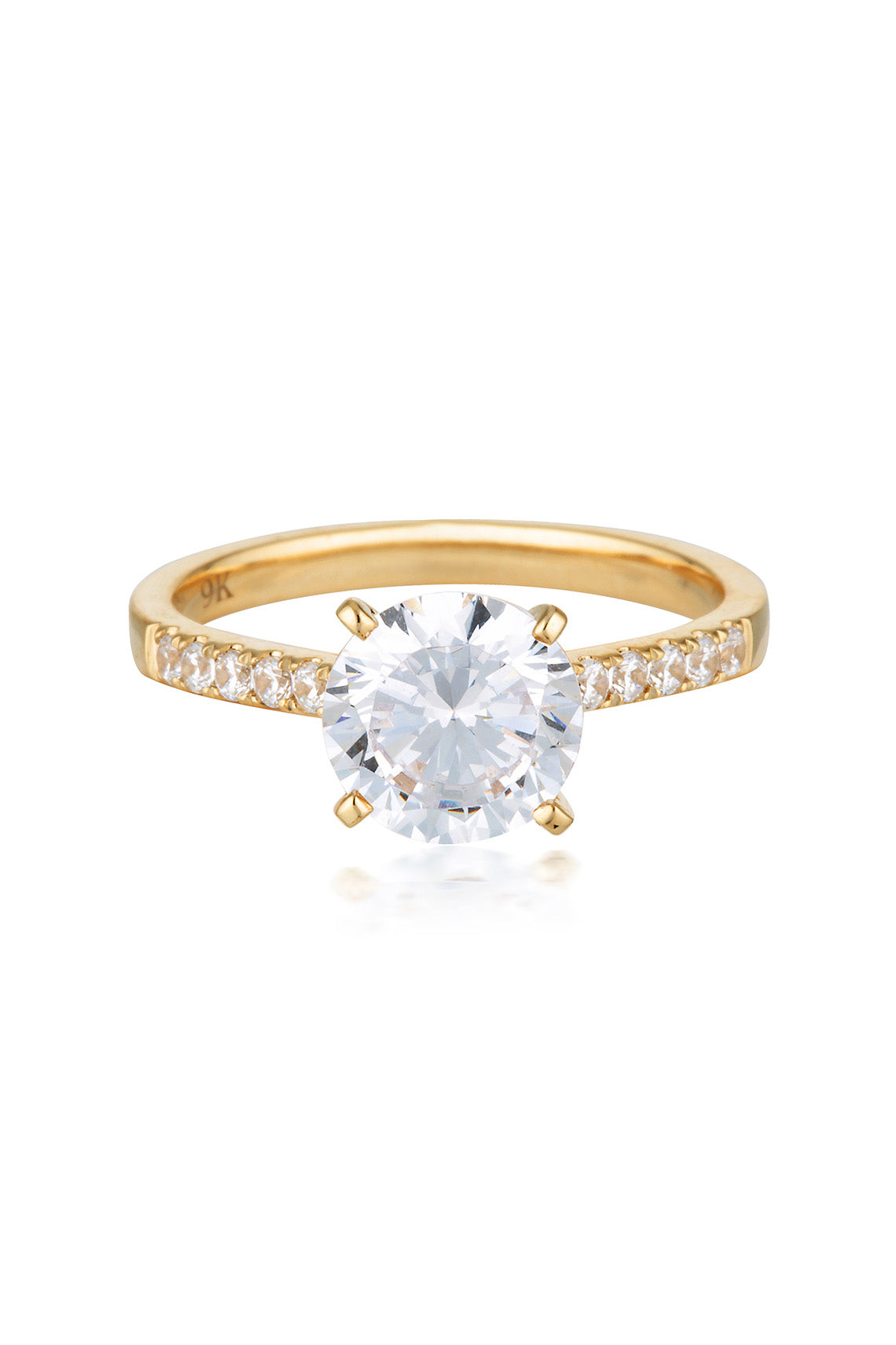 ROUND BRILLIANT CUT 2CT MOISSANITE ENGAGEMENT RING IN 9CT YELLOW GOLD