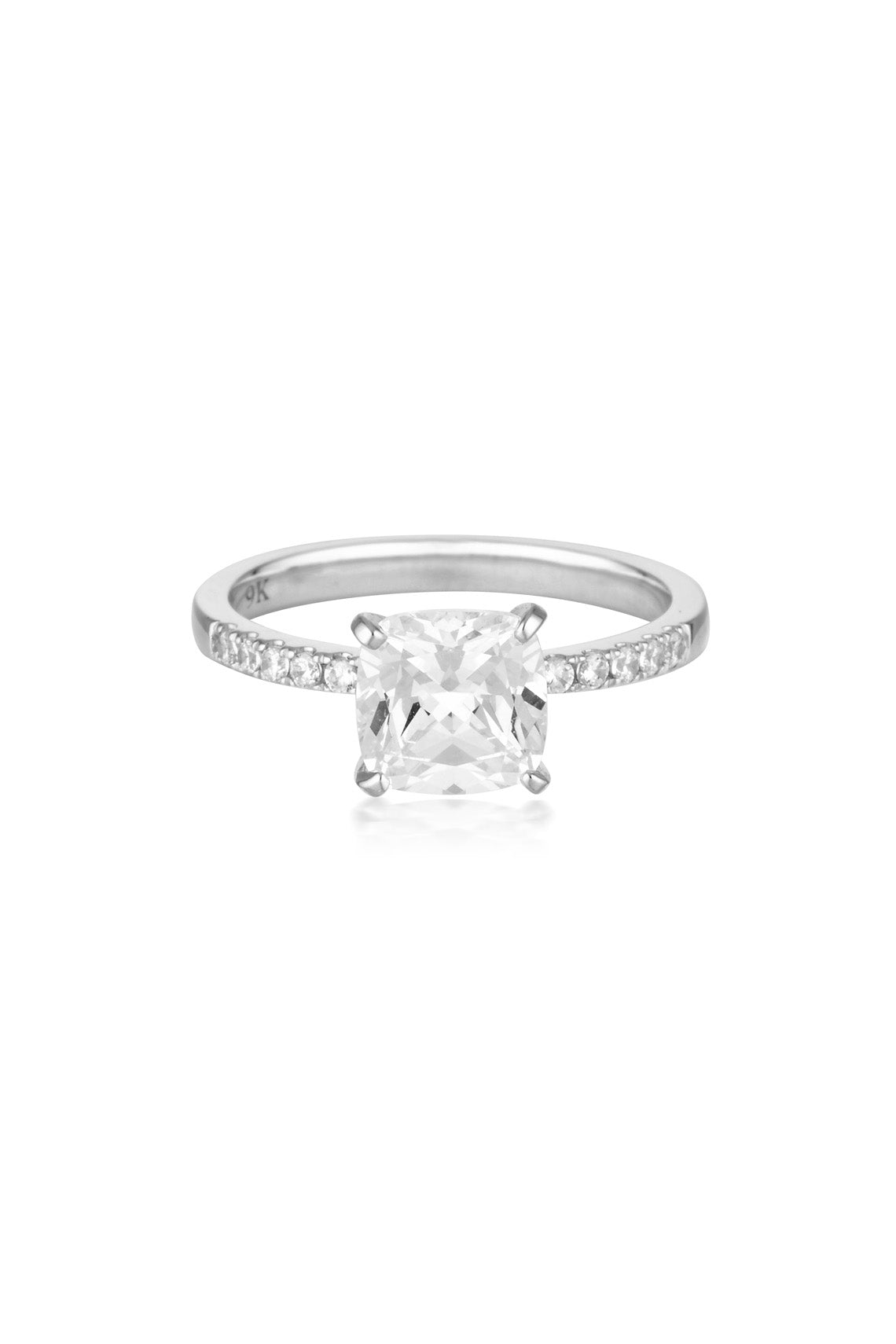 Cushion Cut 1.5tcw Moissanite Engagement Ring in 9ct White Gold