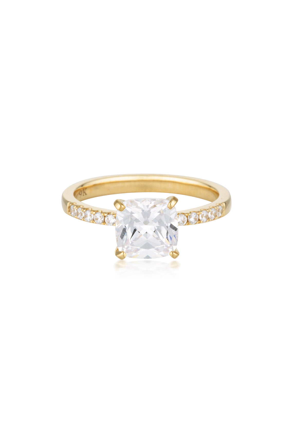 Cushion Cut 1.5tcw Moissanite Engagement Ring in 9ct Yellow Gold