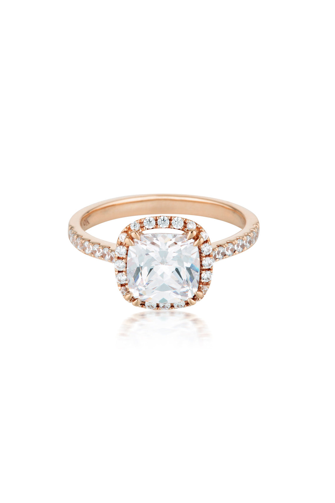 Cushion Cut Halo 1.5tcw Moissanite Engagement Ring in 9ct Rose Gold