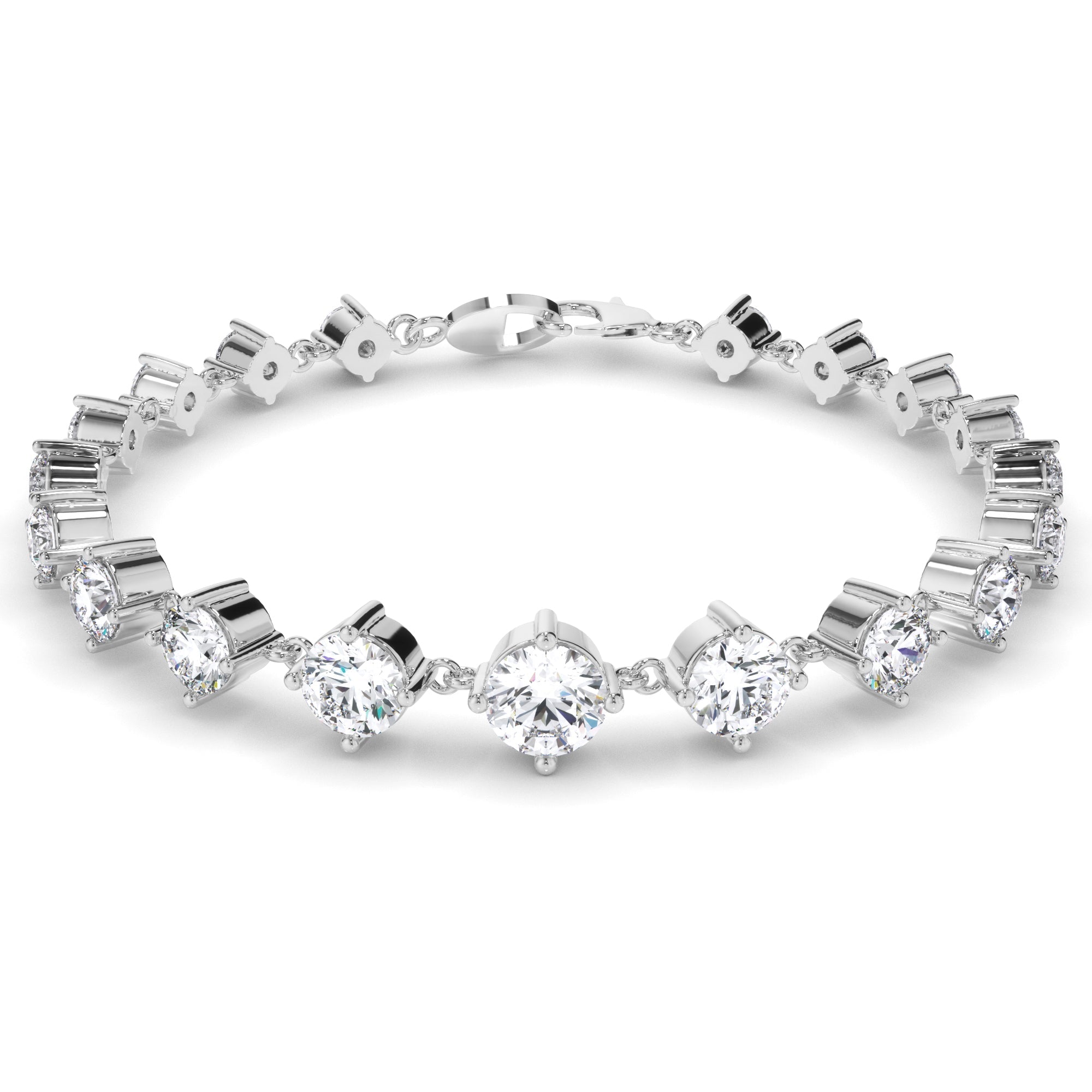 Round Brilliant Cut Natural Mined Diamond Tennis Bracelet